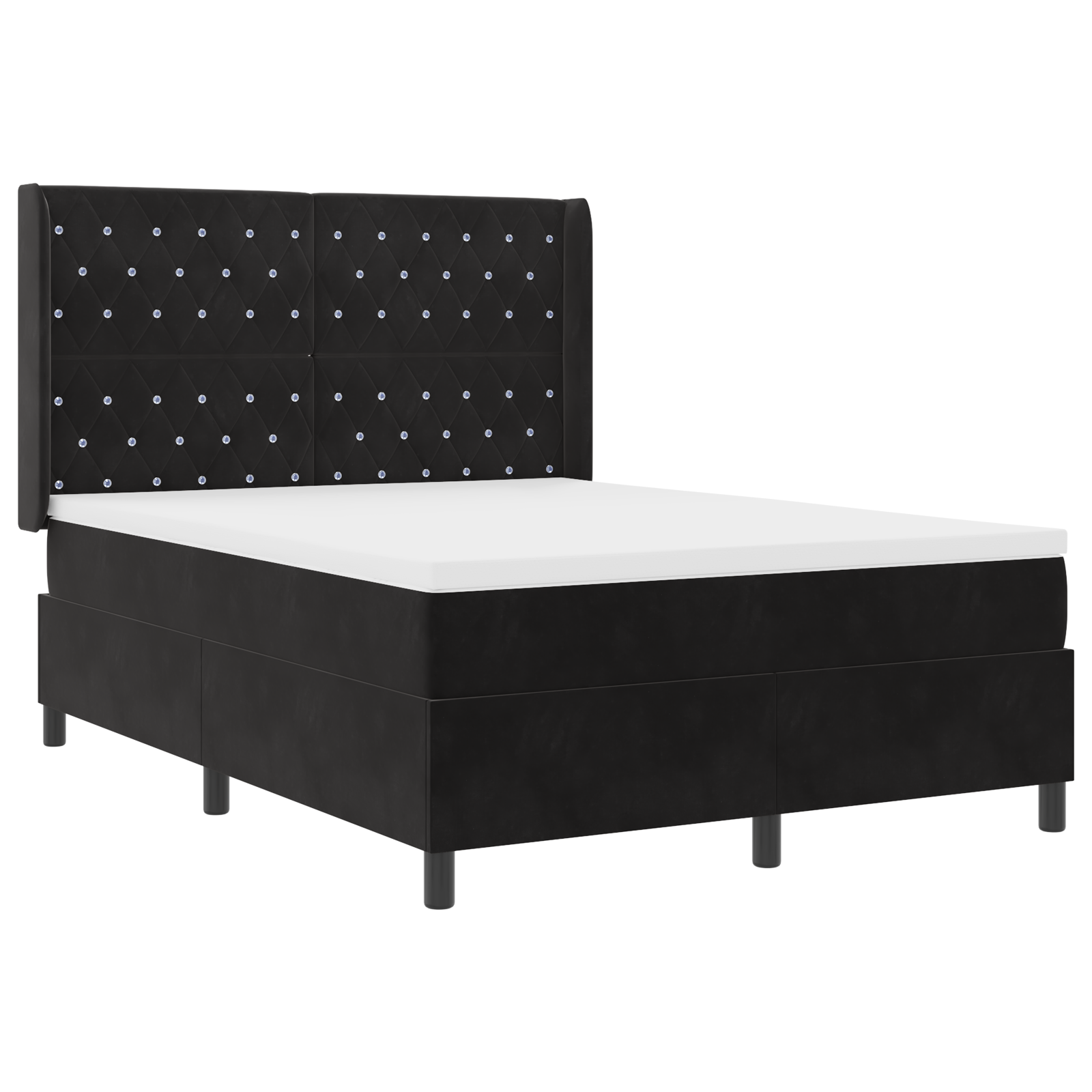vidaXL Pat cu boxă spring LED și saltea Negru 140 x 200 cm Catifea vidaXL Pat cu boxă spring LED și saltea Negru 140 x 200 cm Catifea