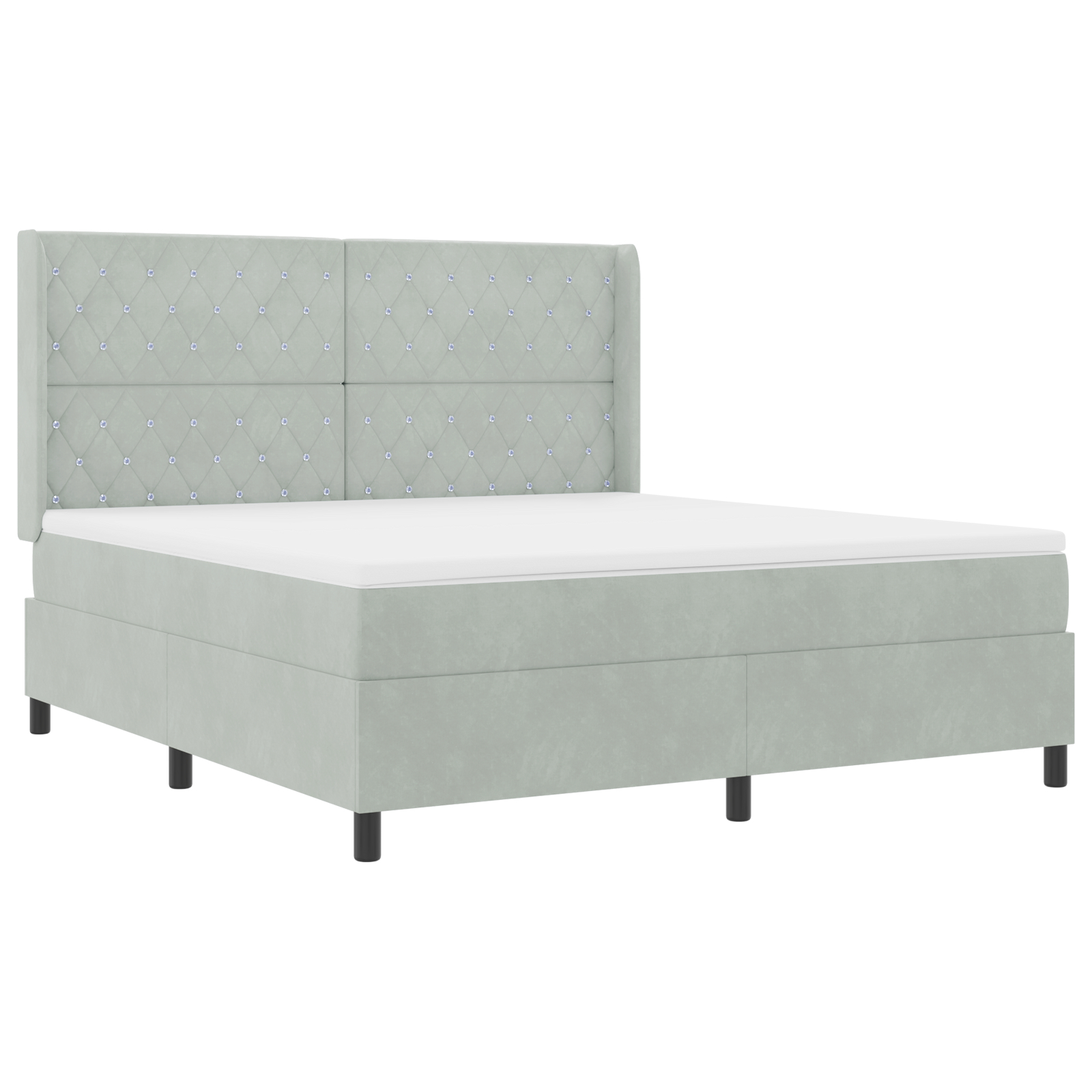 vidaXL Pat cu boxă spring LED și saltea Gri deschis 180 x 200 cm