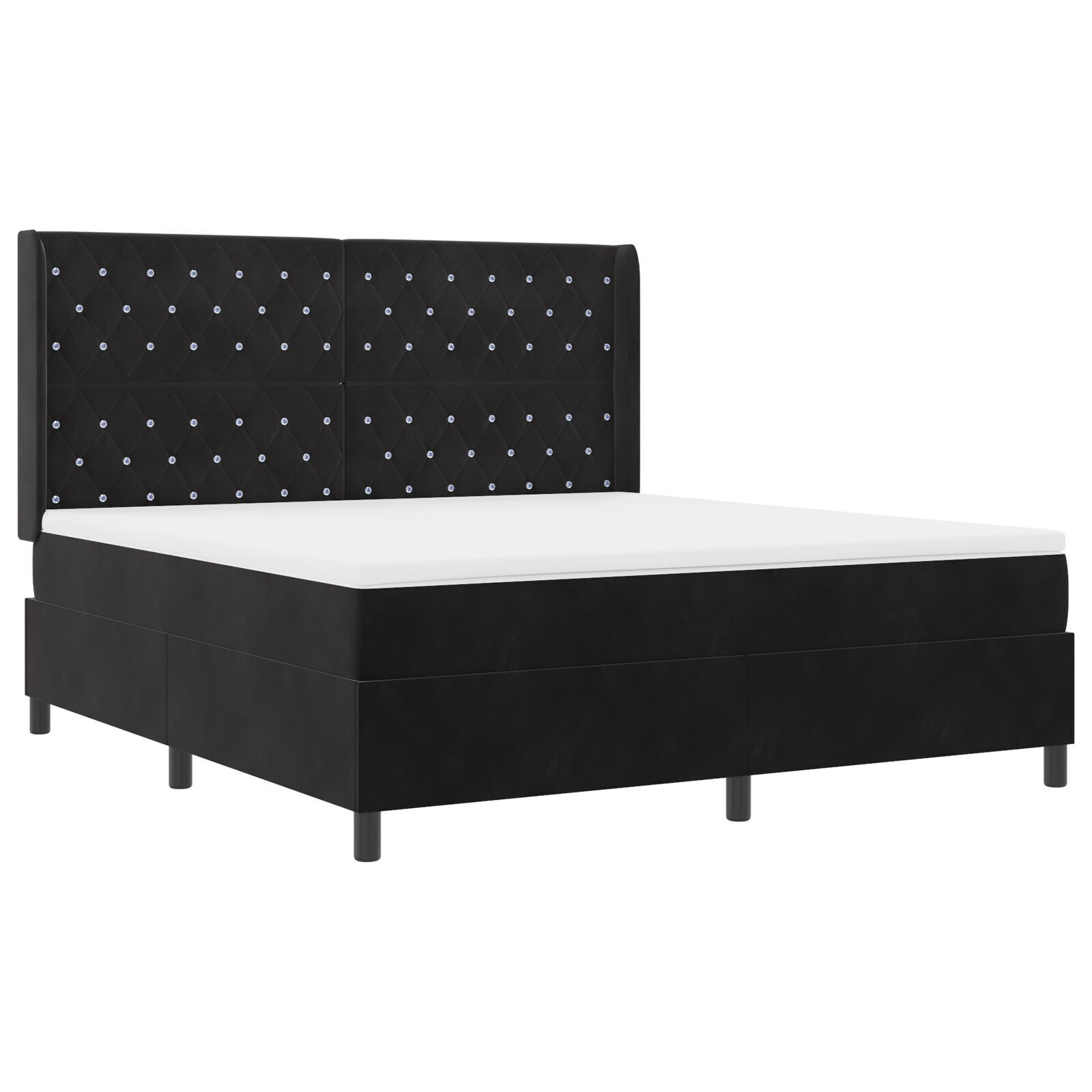 vidaXL Pat cu boxă spring LED și saltea Negru 180 x 200 cm Catifea vidaXL Pat cu boxă spring LED și saltea Negru 180 x 200 cm Catifea