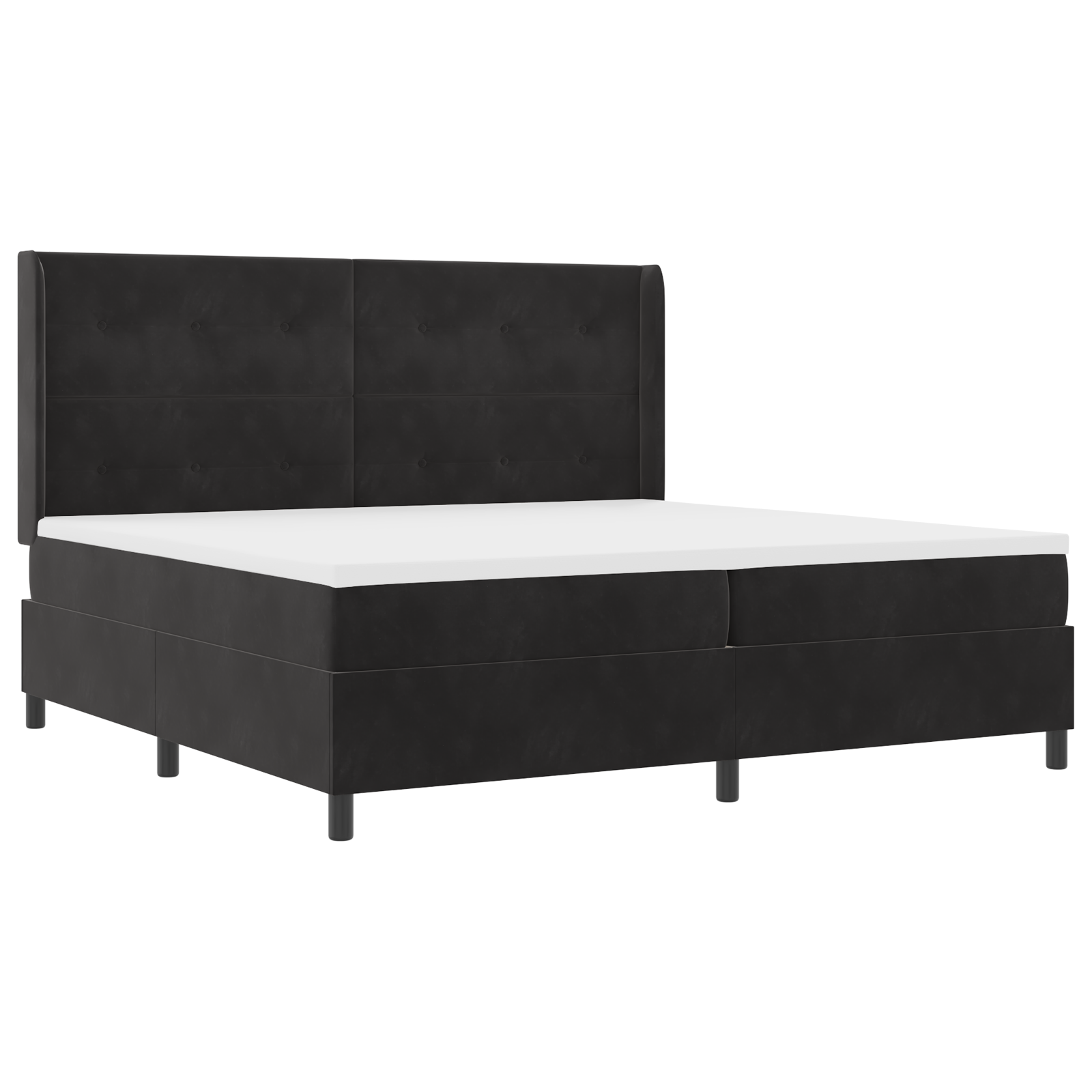 vidaXL Pat cu boxă spring LED și saltea Negru 200 x 200 cm Catifea