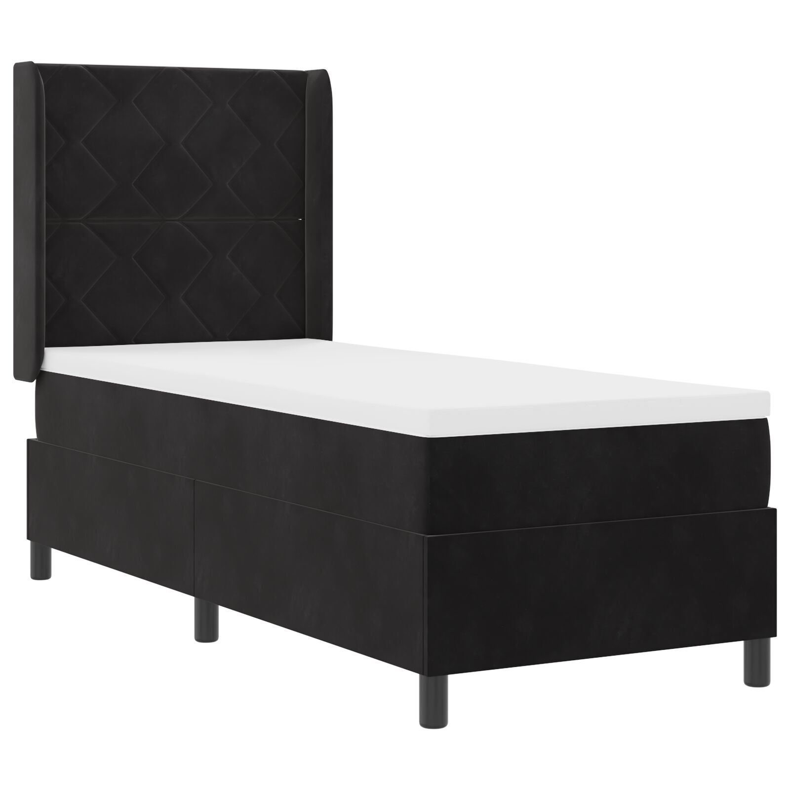 vidaXL Pat cu boxă spring LED și saltea Negru 80 x 200 cm Catifea vidaXL Pat cu boxă spring LED și saltea Negru 80 x 200 cm Catifea