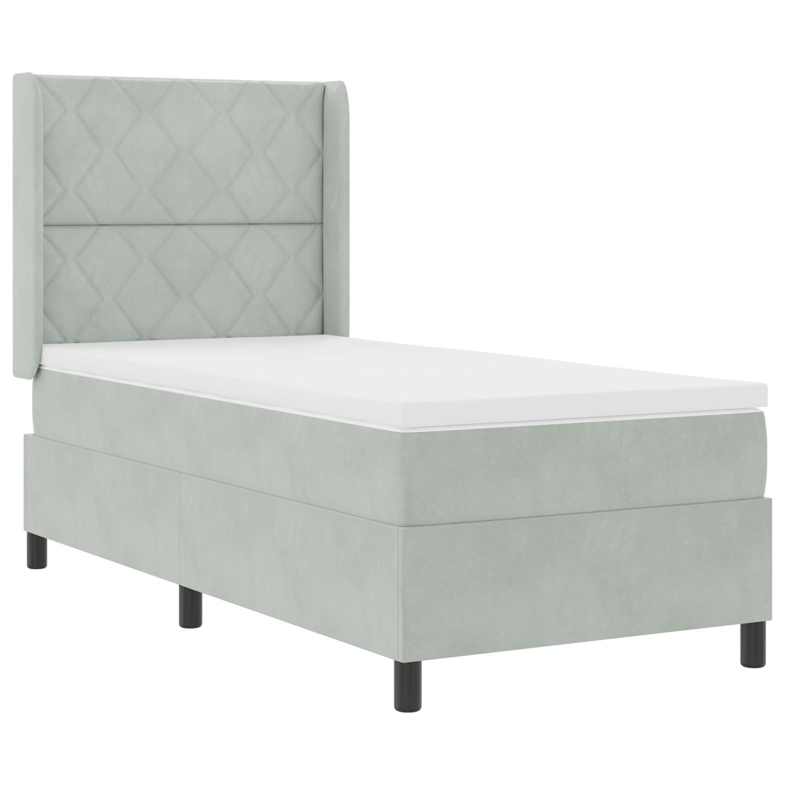 vidaXL Pat cu boxă spring LED și saltea Manual Gri deschis 90 x 190 cm