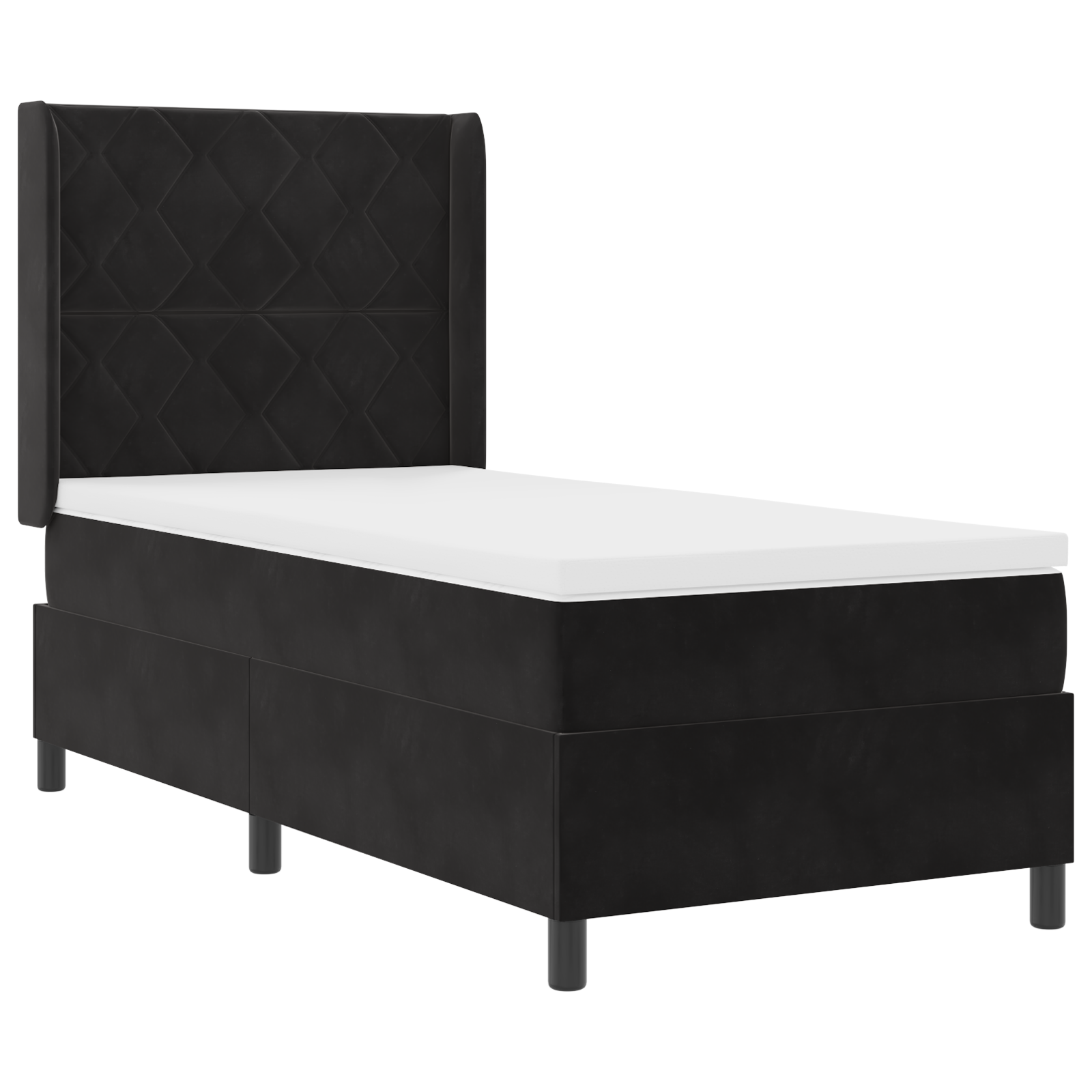 vidaXL Pat cu boxă spring LED și saltea Negru 100 x 200 cm Catifea