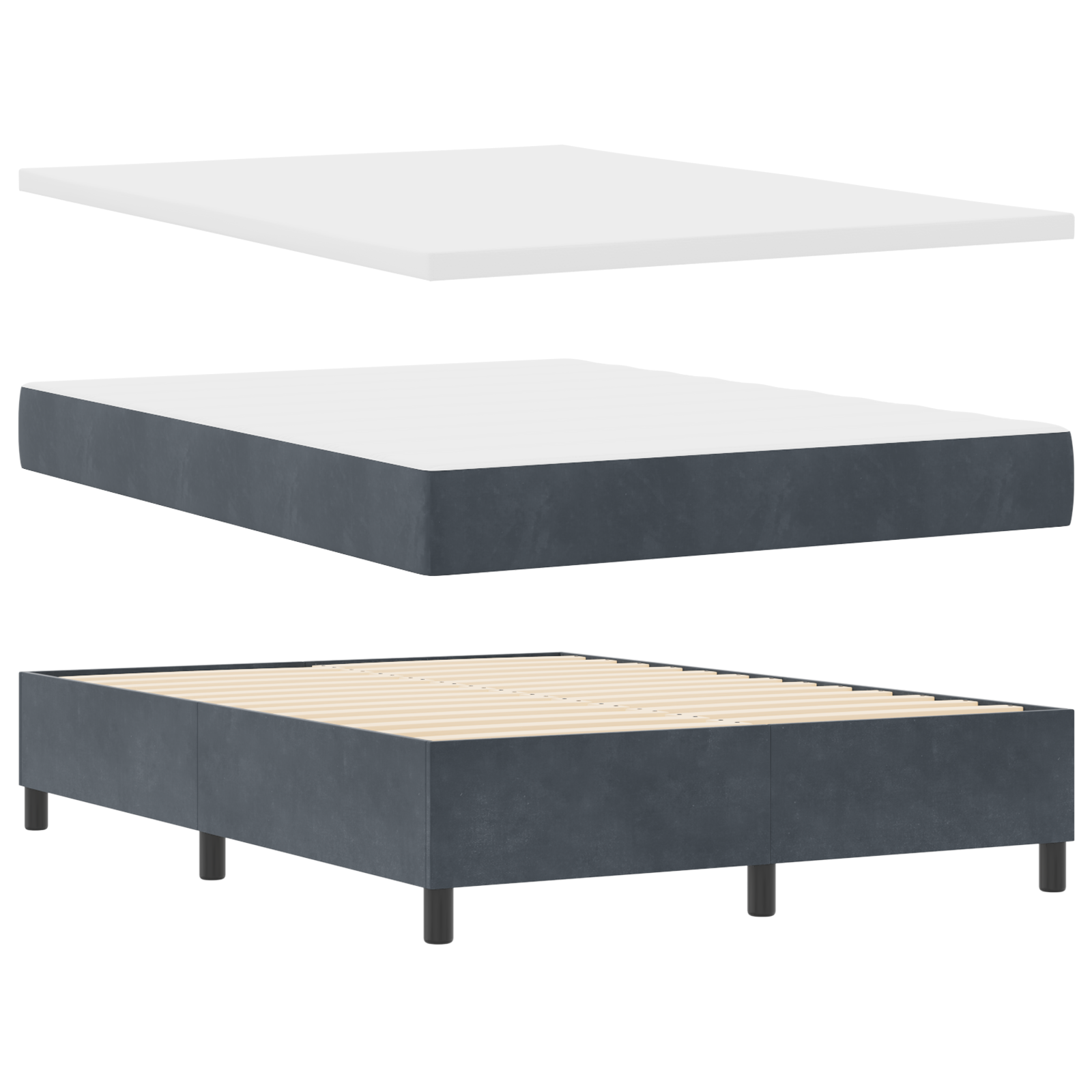 vidaXL Pat cu boxă spring LED și saltea Manual Gri închis 140 x 190 cm