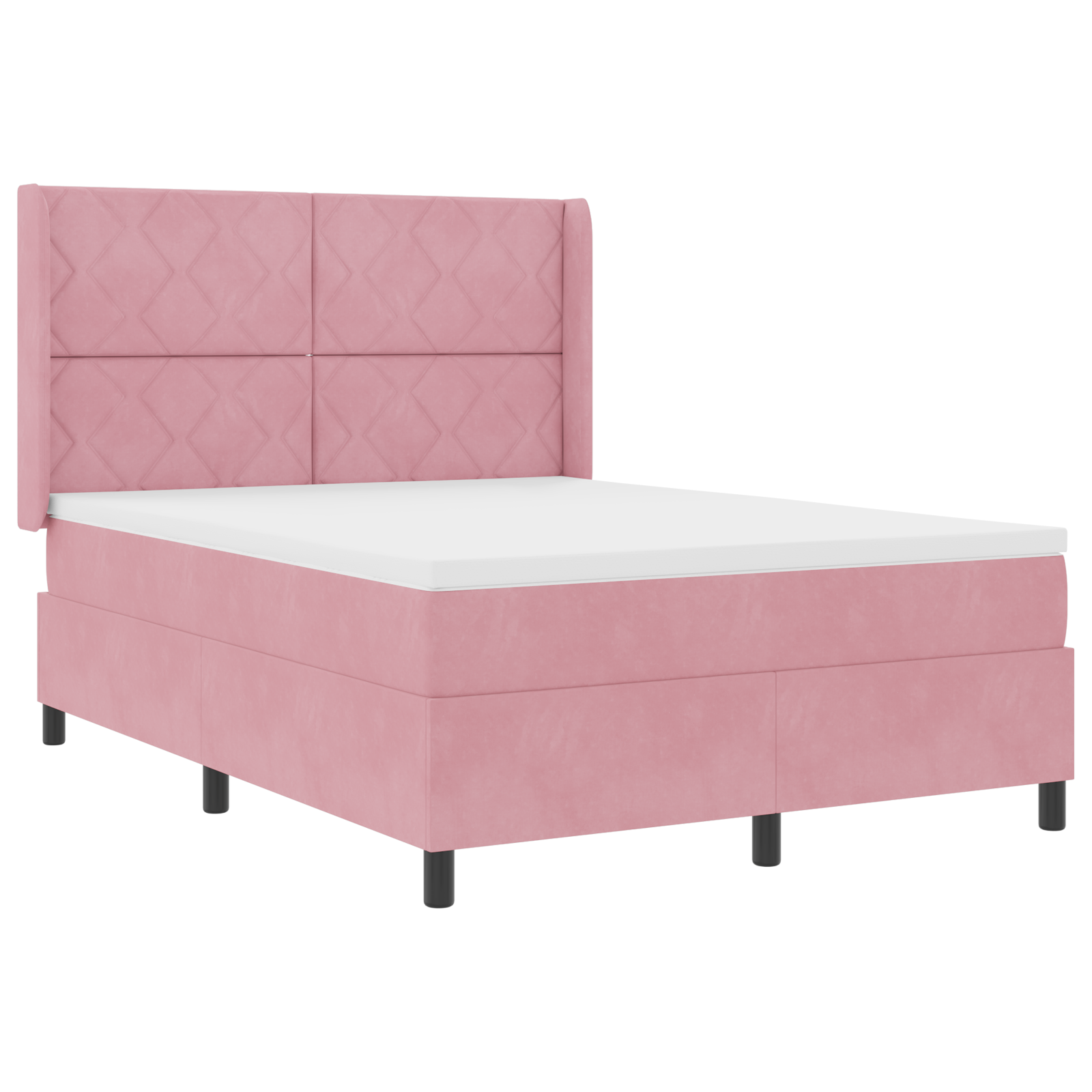 vidaXL Pat cu boxă spring LED și saltea Roz 140 x 200 cm Catifea vidaXL Pat cu boxă spring LED și saltea Roz 140 x 200 cm Catifea