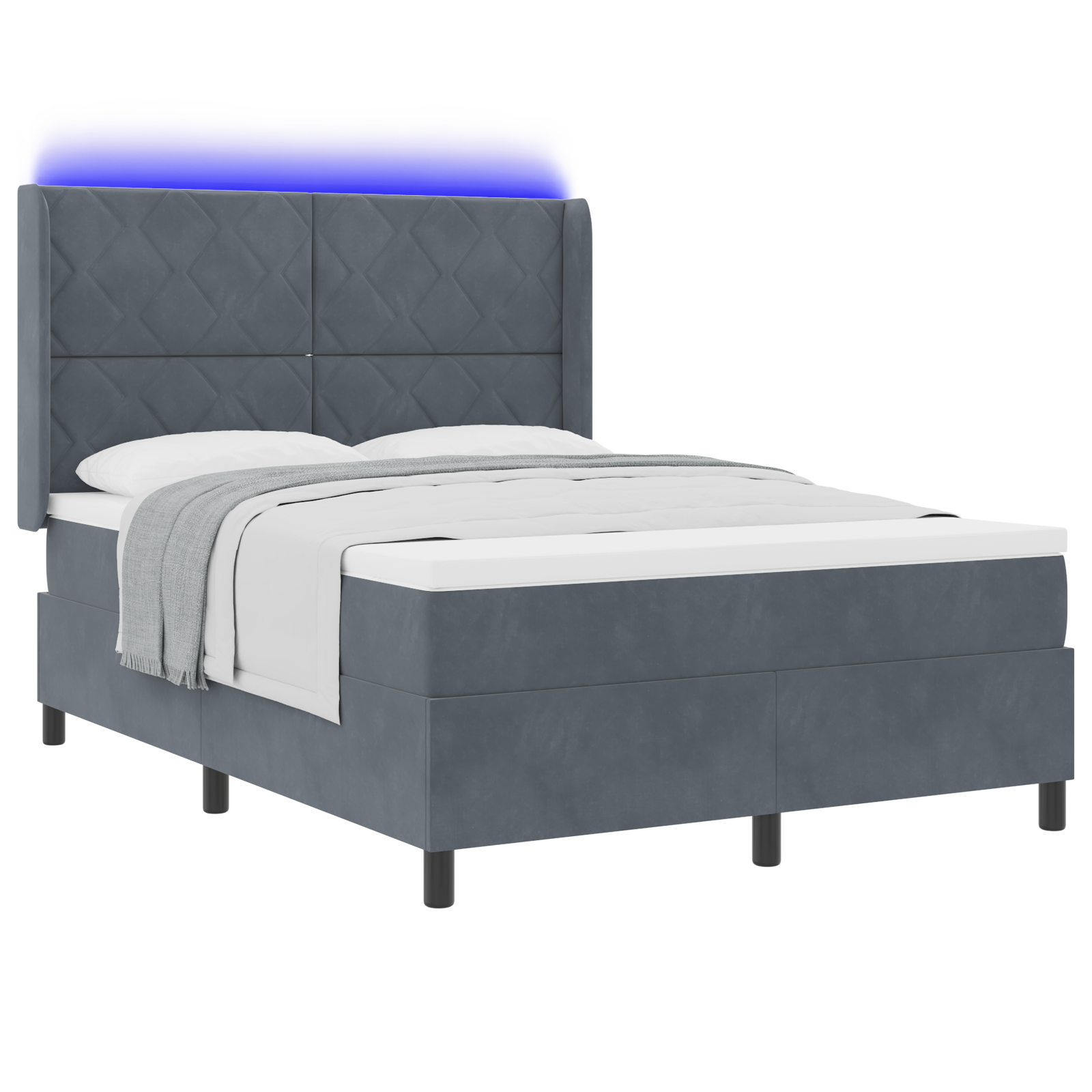 vidaXL Pat cu boxă spring LED și saltea Manual Gri închis 160 x 200 cm