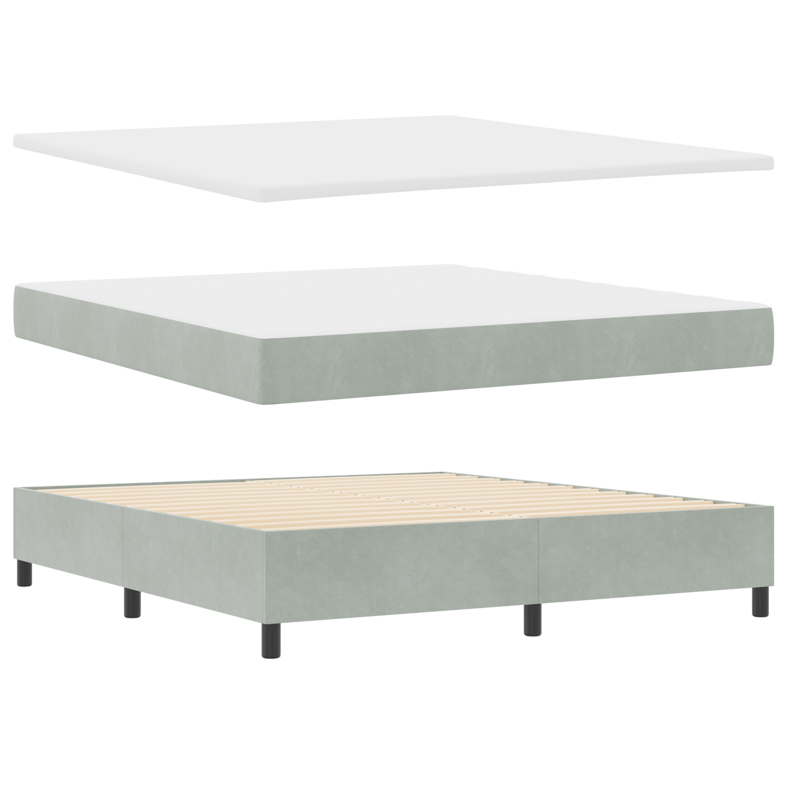 vidaXL Pat cu boxă spring LED și saltea Gri deschis 180 x 200 cm