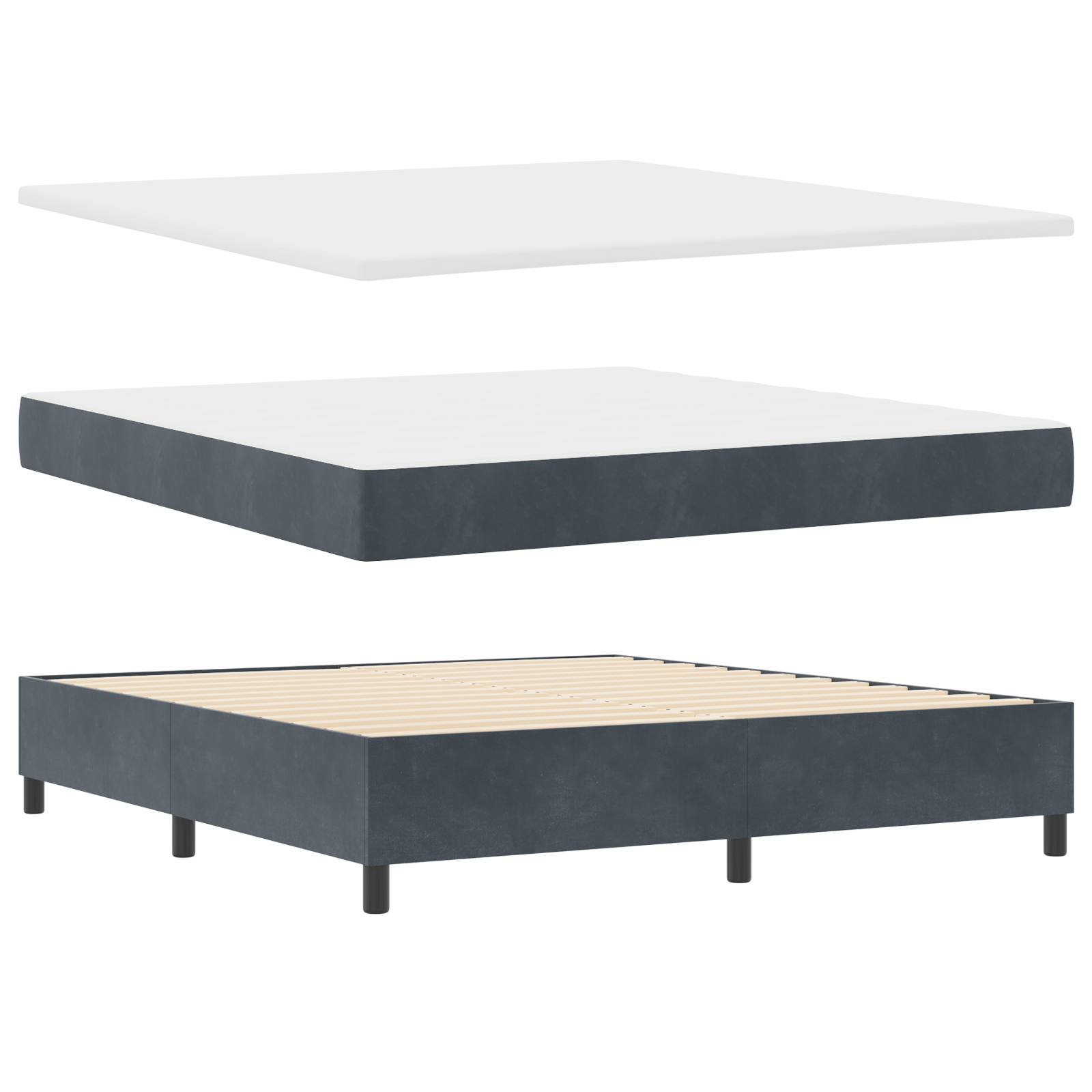 vidaXL Pat cu boxă spring LED și saltea Manual Gri închis 180 x 200 cm