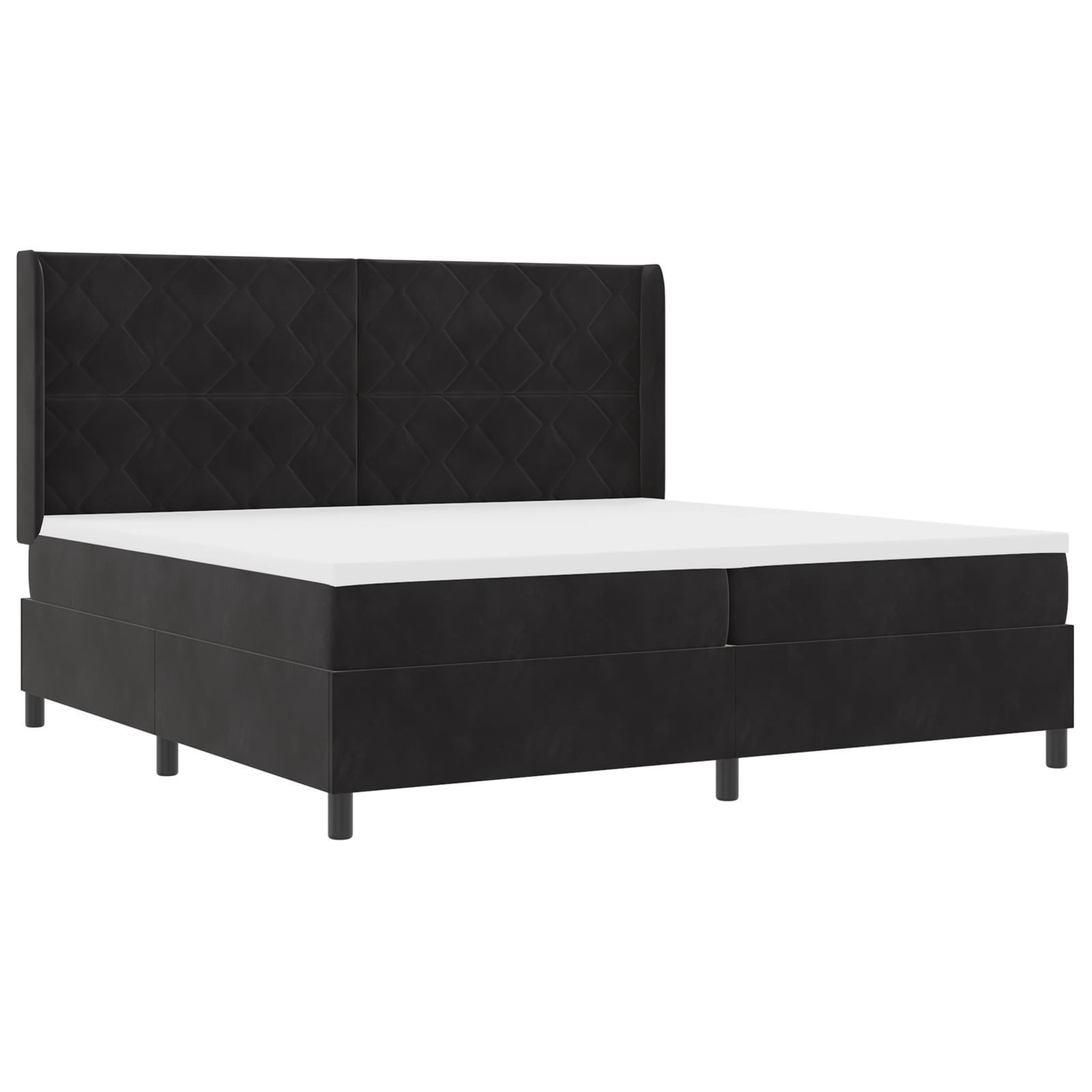 vidaXL Pat cu boxă spring LED și saltea Negru 200 x 200 cm Catifea vidaXL Pat cu boxă spring LED și saltea Negru 200 x 200 cm Catifea
