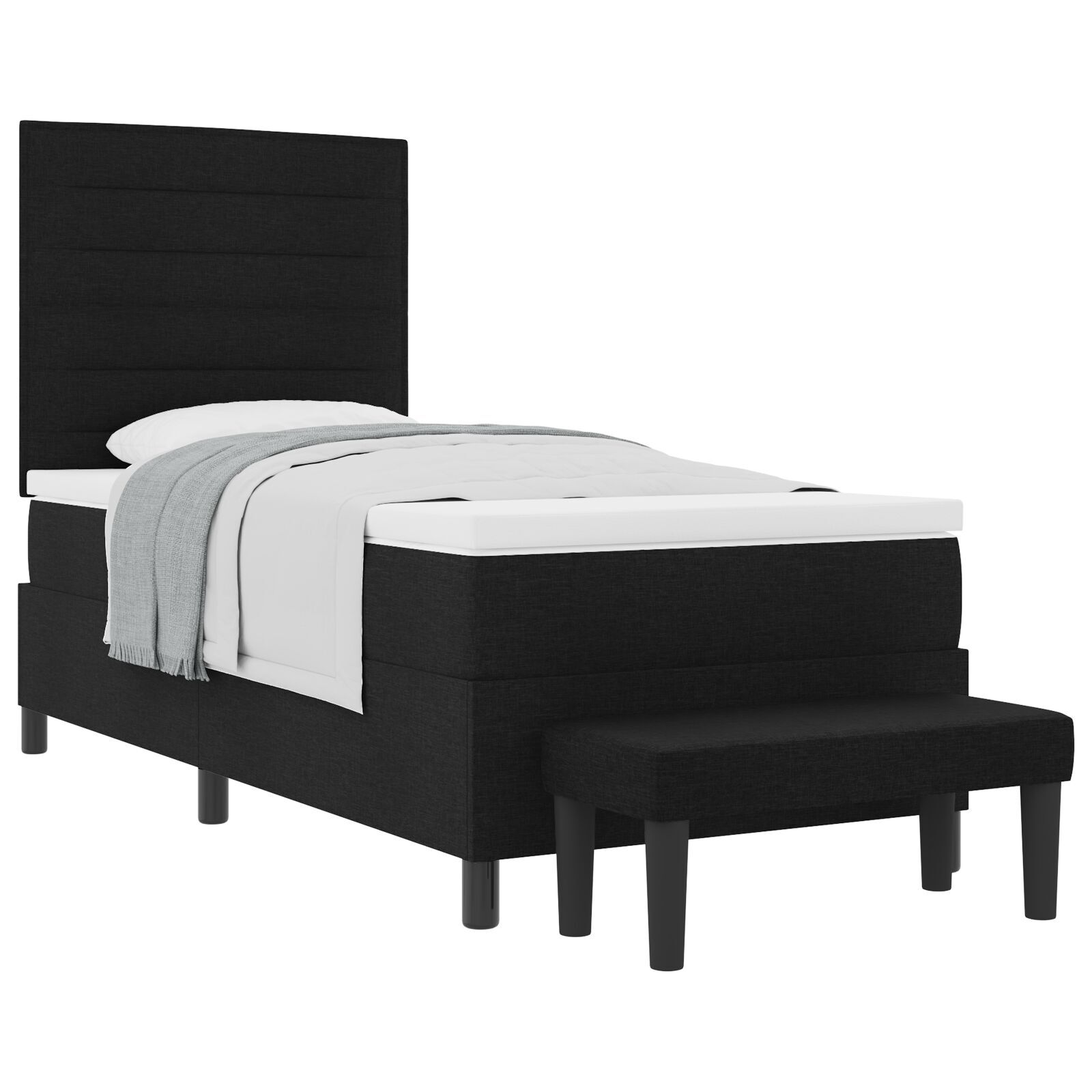 vidaXL Pat cu arcuri cu saltea Negru 100 x 200 cm țesătură vidaXL Pat cu arcuri cu saltea Negru 100 x 200 cm țesătură