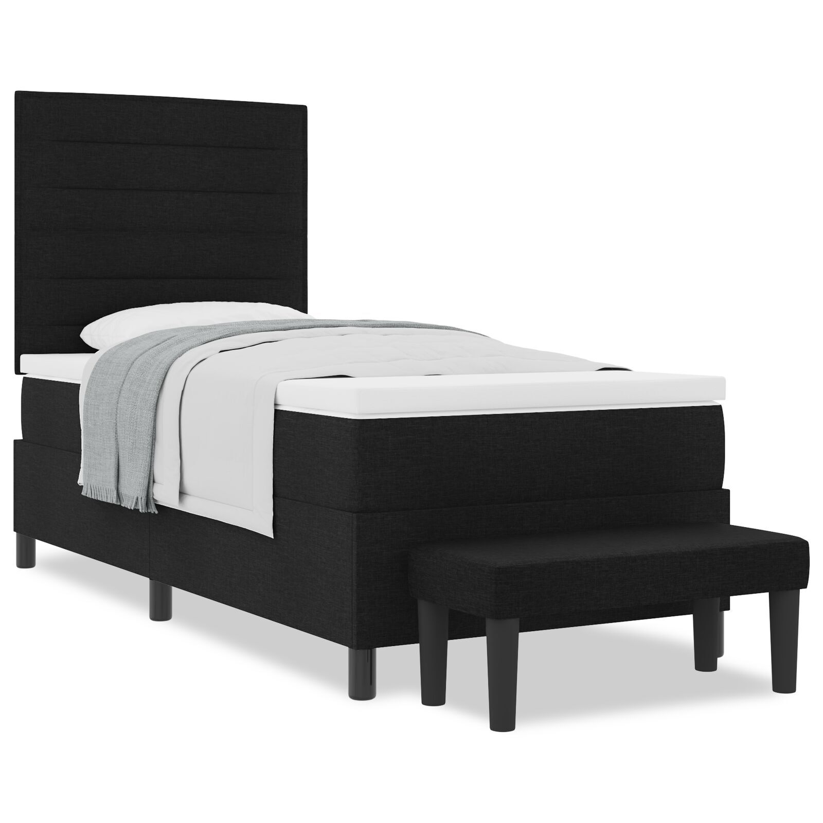 vidaXL Pat cu arcuri cu saltea Negru 100 x 200 cm țesătură vidaXL Pat cu arcuri cu saltea Negru 100 x 200 cm țesătură