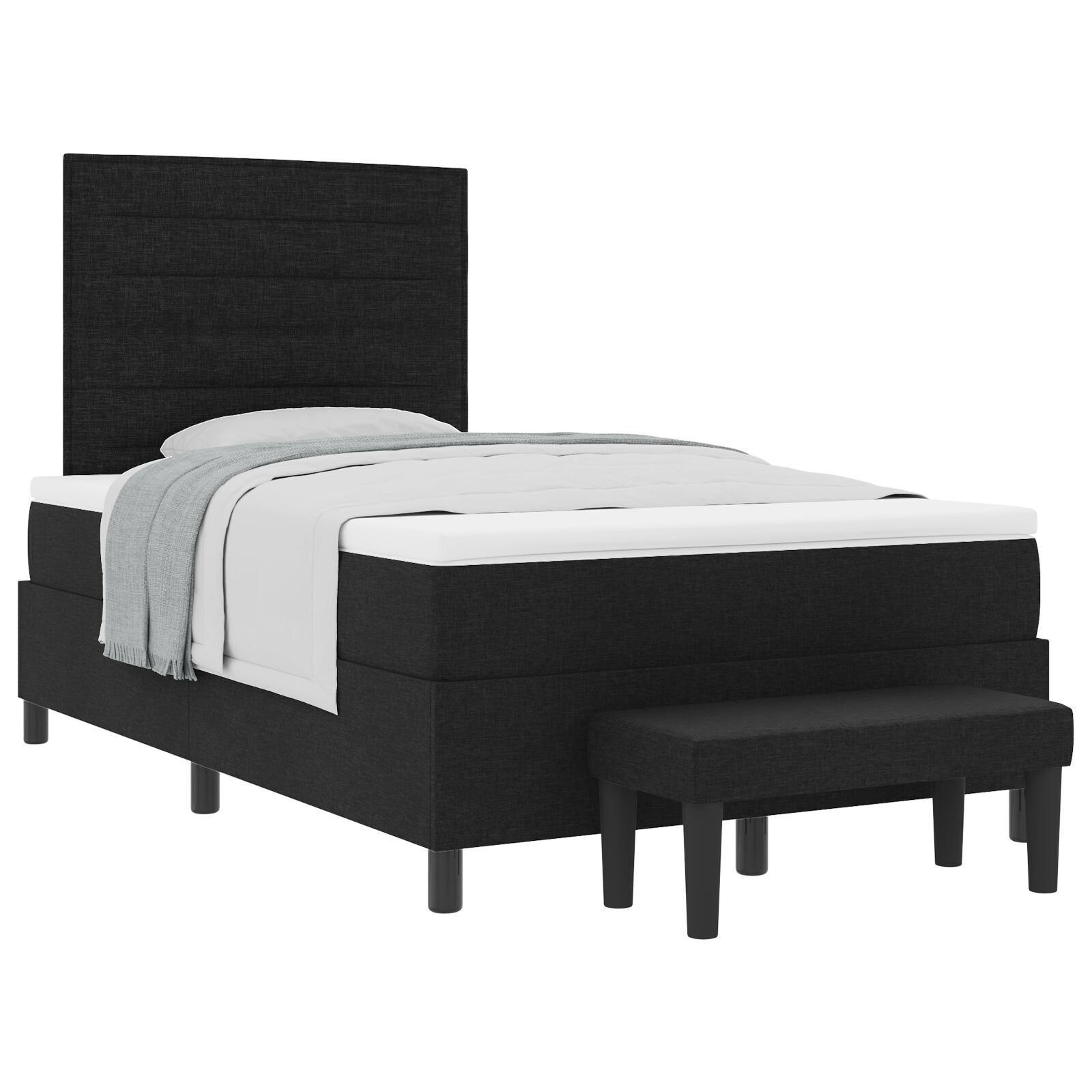 vidaXL Pat cu arcuri cu saltea Negru 120 x 190 cm țesătură vidaXL Pat cu arcuri cu saltea Negru 120 x 190 cm țesătură