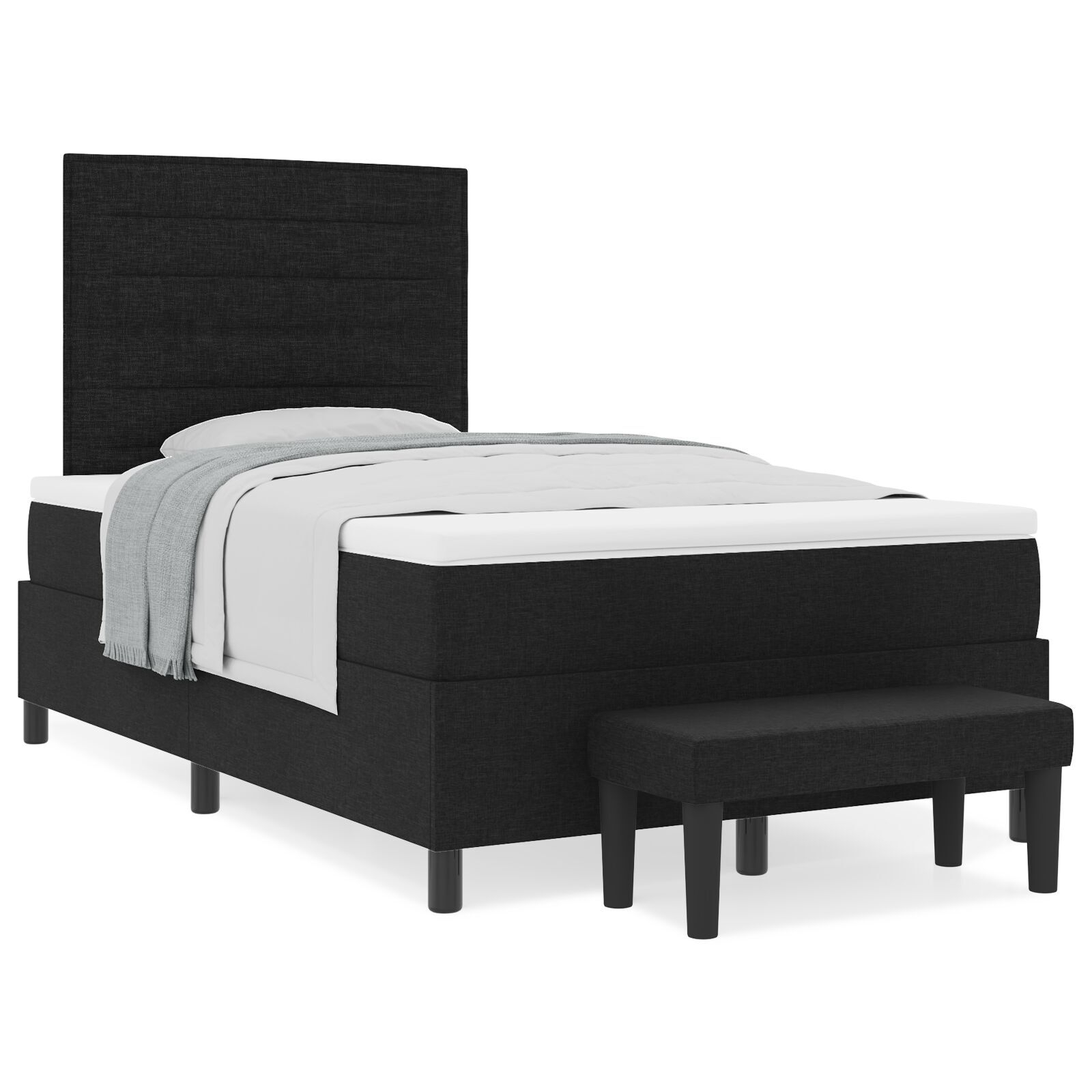 vidaXL Pat cu arcuri cu saltea Negru 120 x 190 cm țesătură vidaXL Pat cu arcuri cu saltea Negru 120 x 190 cm țesătură