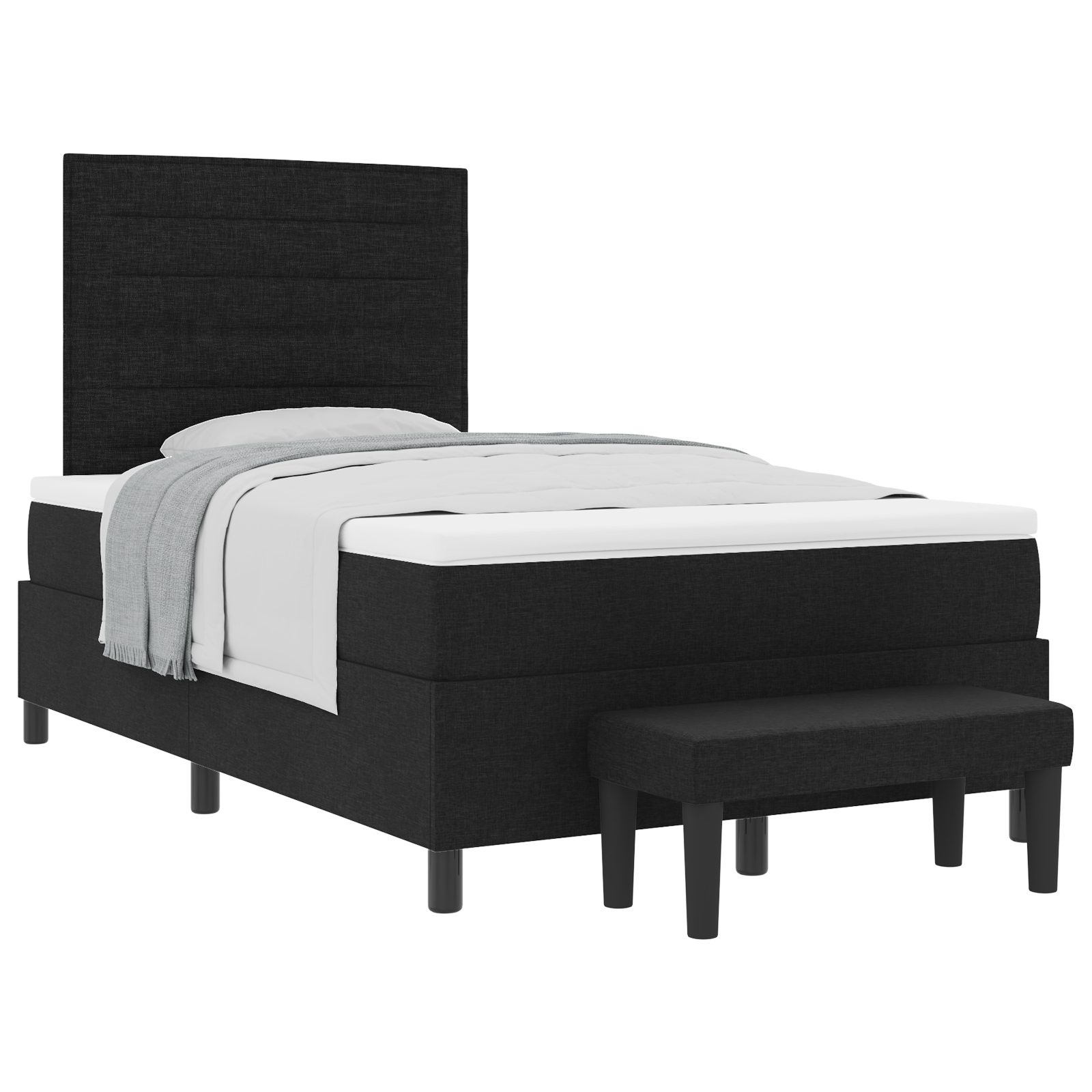vidaXL Pat cu arcuri cu saltea Negru 120 x 200 cm țesătură vidaXL Pat cu arcuri cu saltea Negru 120 x 200 cm țesătură