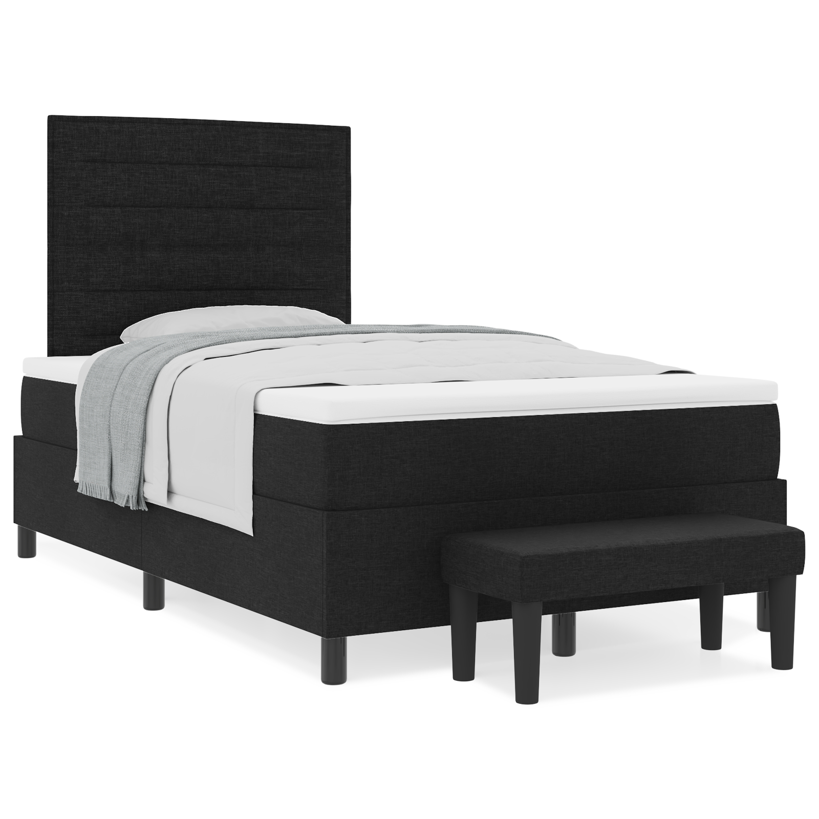 vidaXL Pat cu arcuri cu saltea Negru 120 x 200 cm țesătură vidaXL Pat cu arcuri cu saltea Negru 120 x 200 cm țesătură