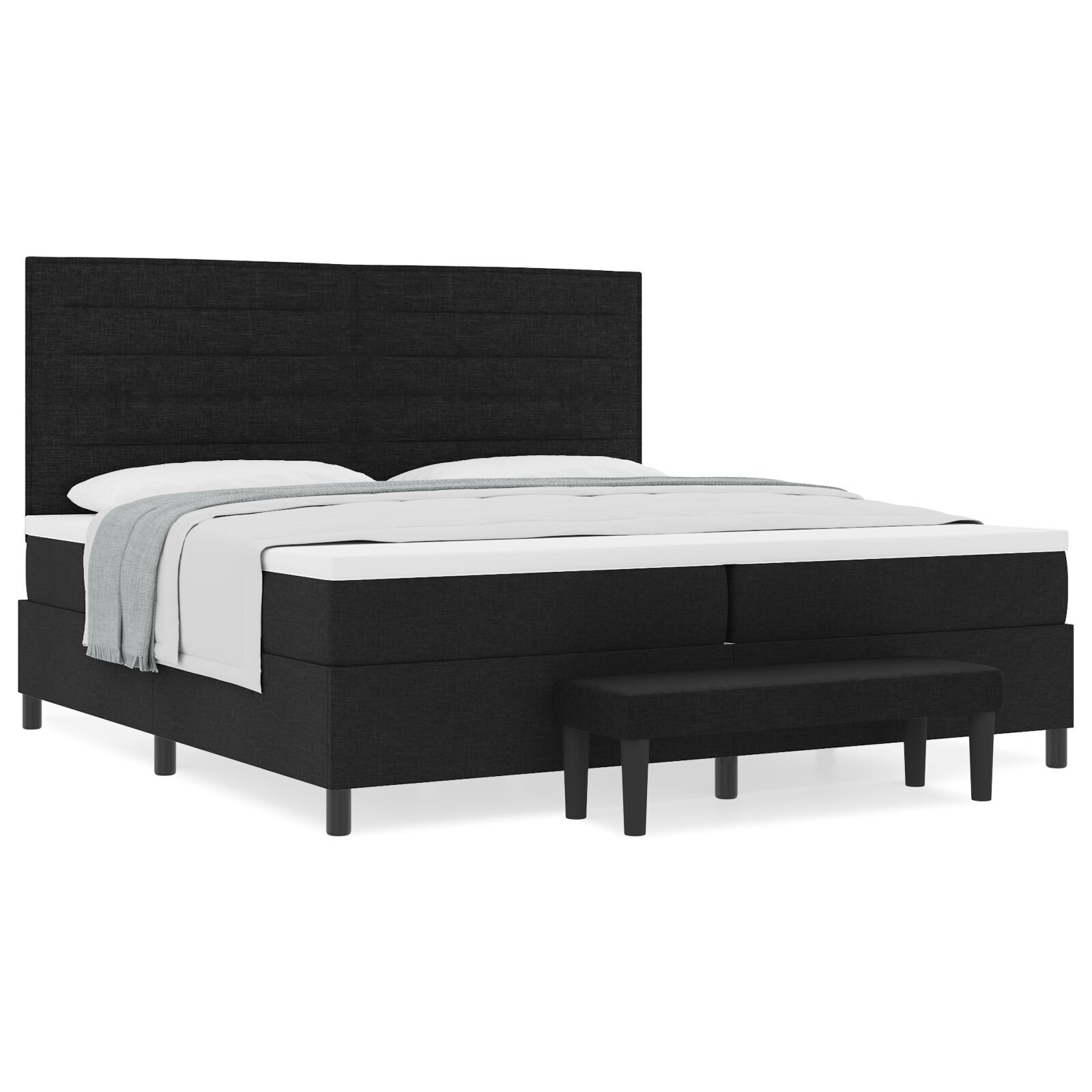 vidaXL Pat cu arcuri cu saltea Negru 200 x 200 cm țesătură vidaXL Pat cu arcuri cu saltea Negru 200 x 200 cm țesătură