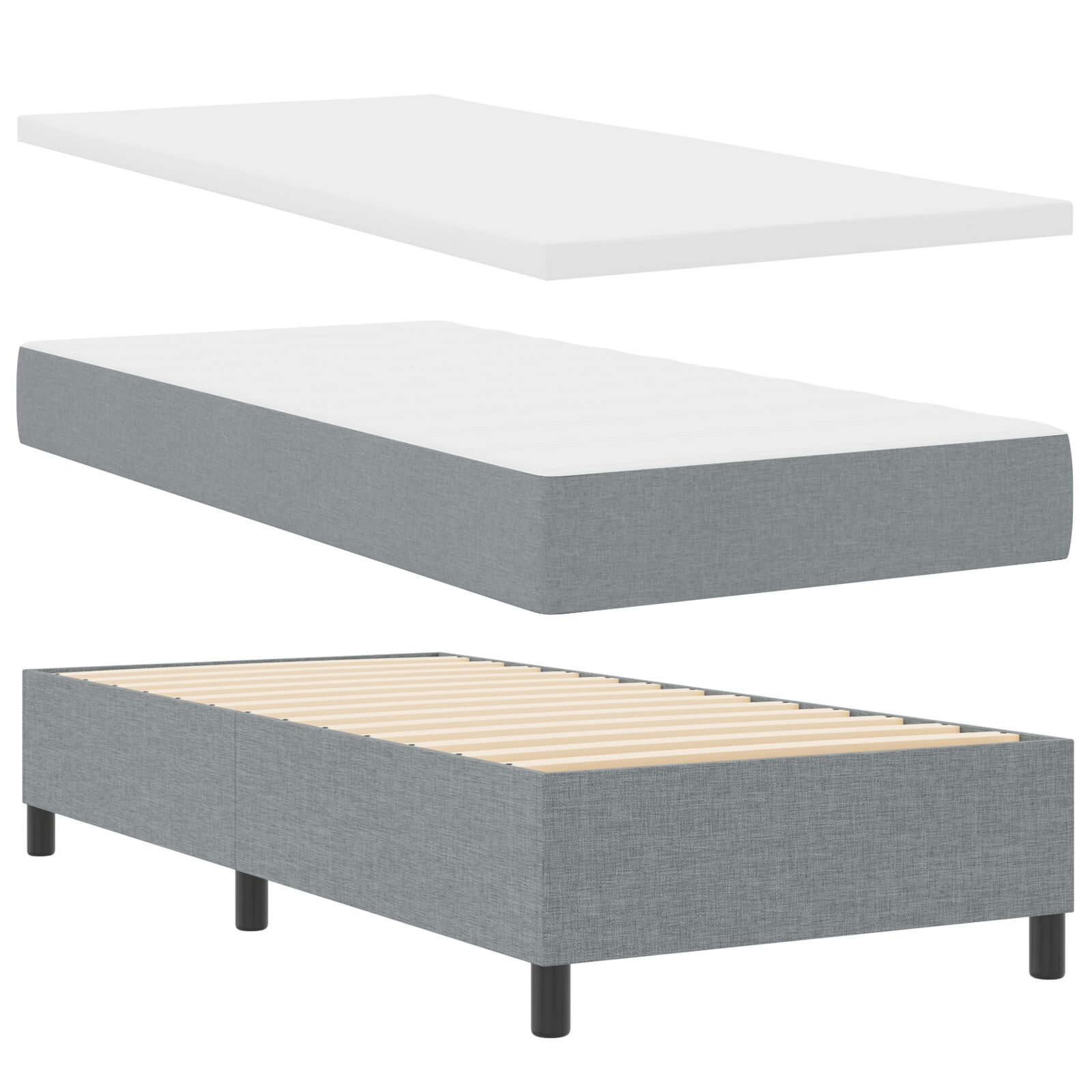 vidaXL Pat cu arcuri cu saltea Gri deschis 80 x 200 cm țesătură