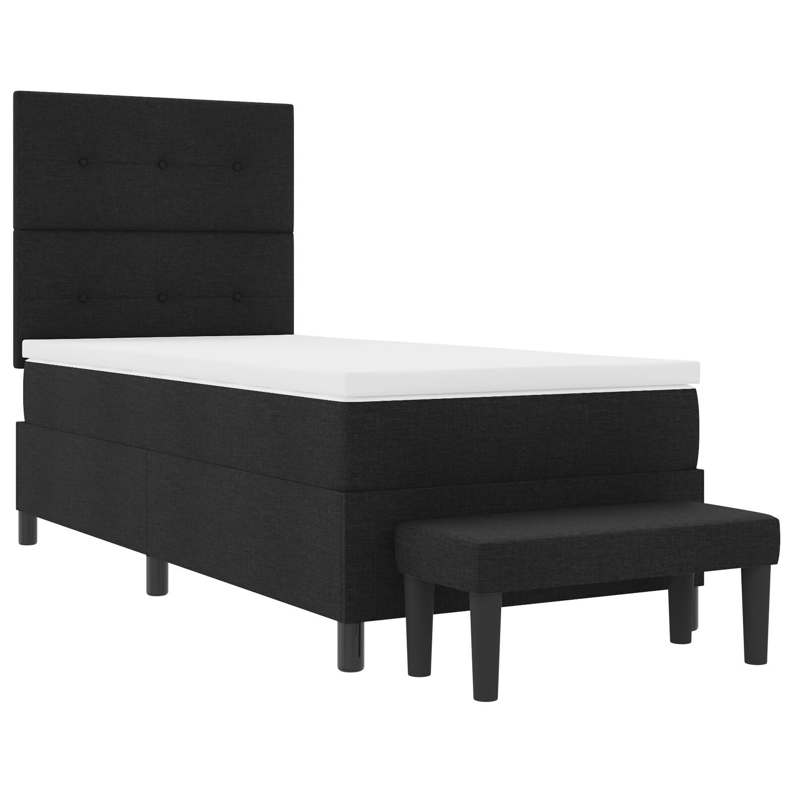 vidaXL Pat cu arcuri cu saltea Negru 100 x 200 cm țesătură vidaXL Pat cu arcuri cu saltea Negru 100 x 200 cm țesătură