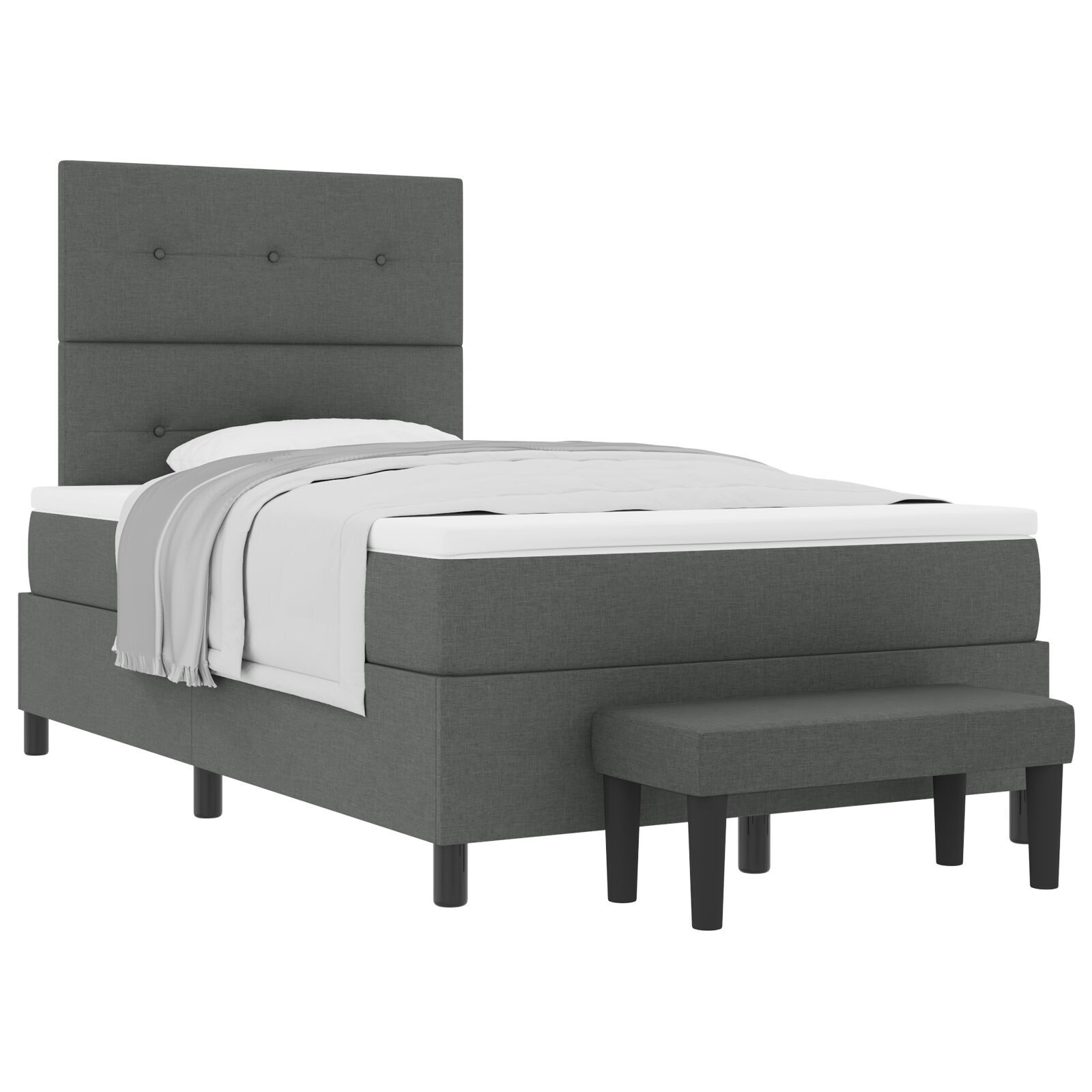 vidaXL Pat cu arcuri cu saltea Gri închis 120 x 200 cm țesătură vidaXL Pat cu arcuri cu saltea Gri închis 120 x 200 cm țesătură