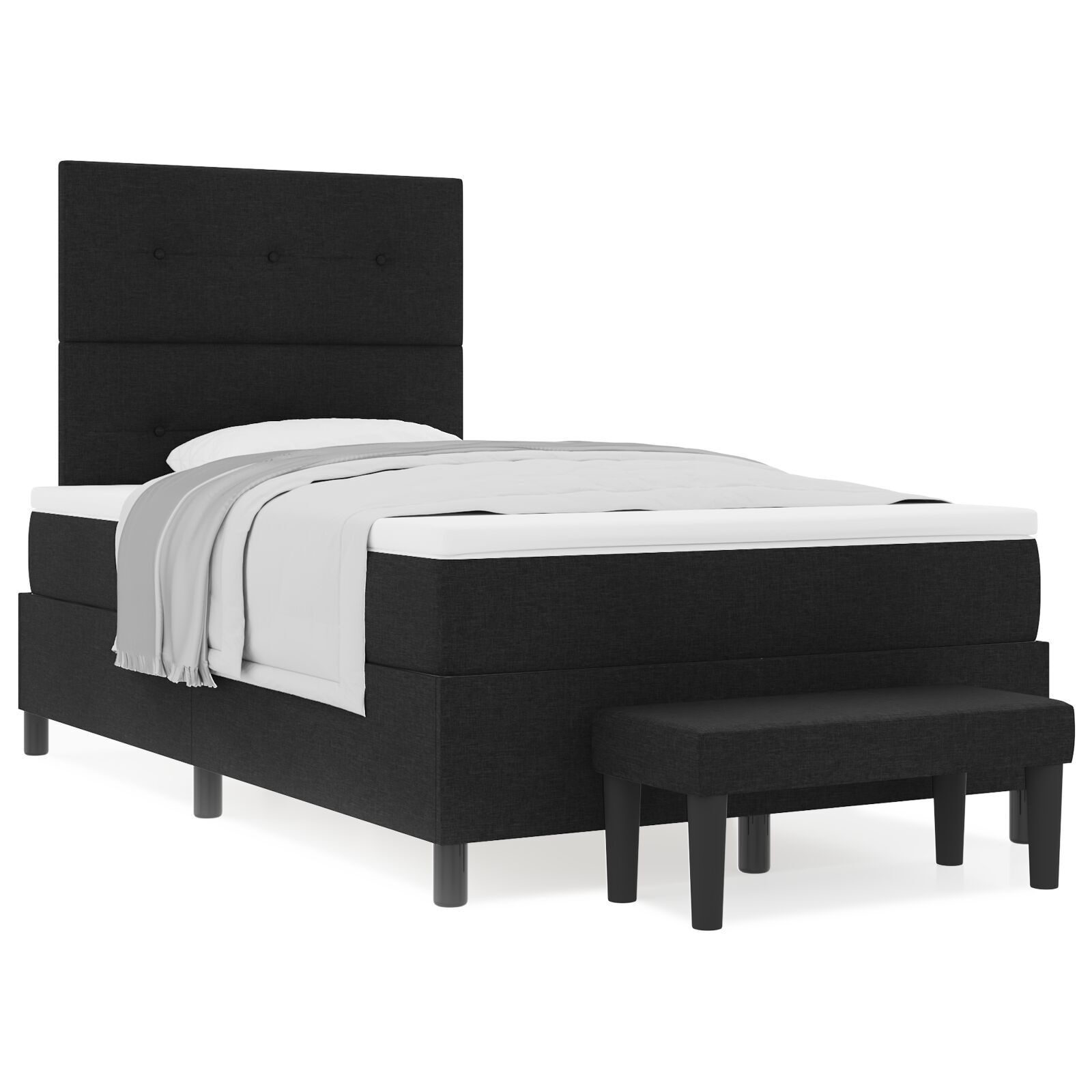 vidaXL Pat cu arcuri cu saltea Negru 120 x 200 cm țesătură vidaXL Pat cu arcuri cu saltea Negru 120 x 200 cm țesătură