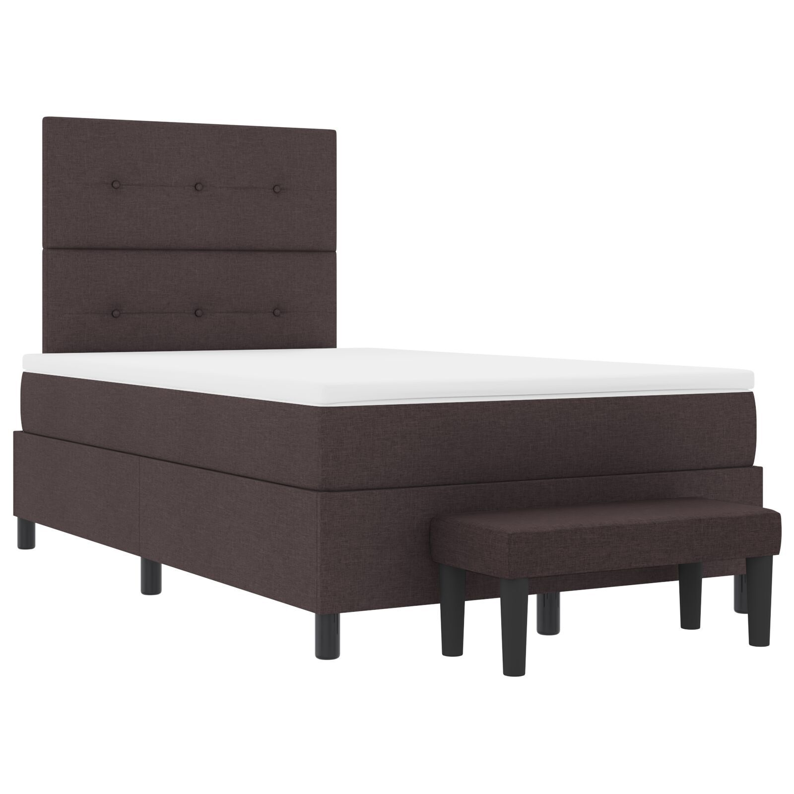 vidaXL Pat cu arcuri cu saltea Maro închis 120 x 200 cm țesătură vidaXL Pat cu arcuri cu saltea Maro închis 120 x 200 cm țesătură