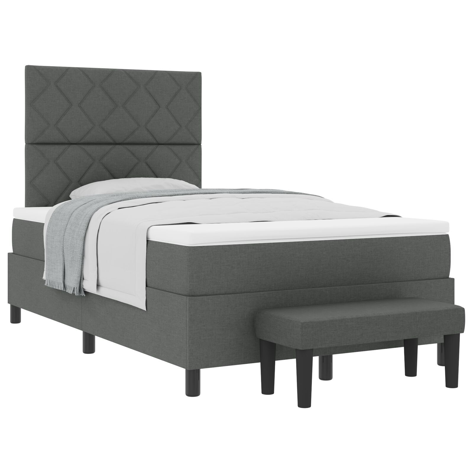 vidaXL Pat cu arcuri cu saltea Gri închis 120 x 200 cm țesătură vidaXL Pat cu arcuri cu saltea Gri închis 120 x 200 cm țesătură