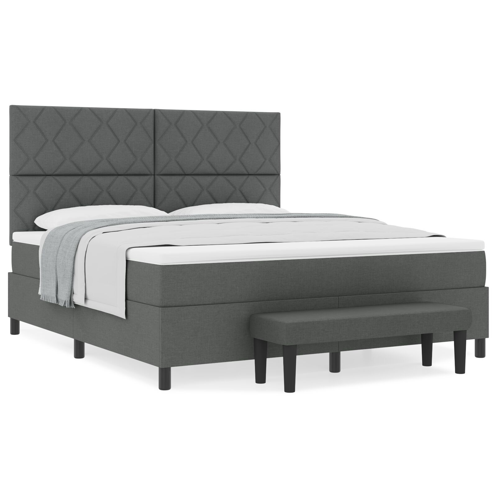 vidaXL Pat cu arcuri cu saltea Gri închis 180 x 200 cm țesătură vidaXL Pat cu arcuri cu saltea Gri închis 180 x 200 cm țesătură