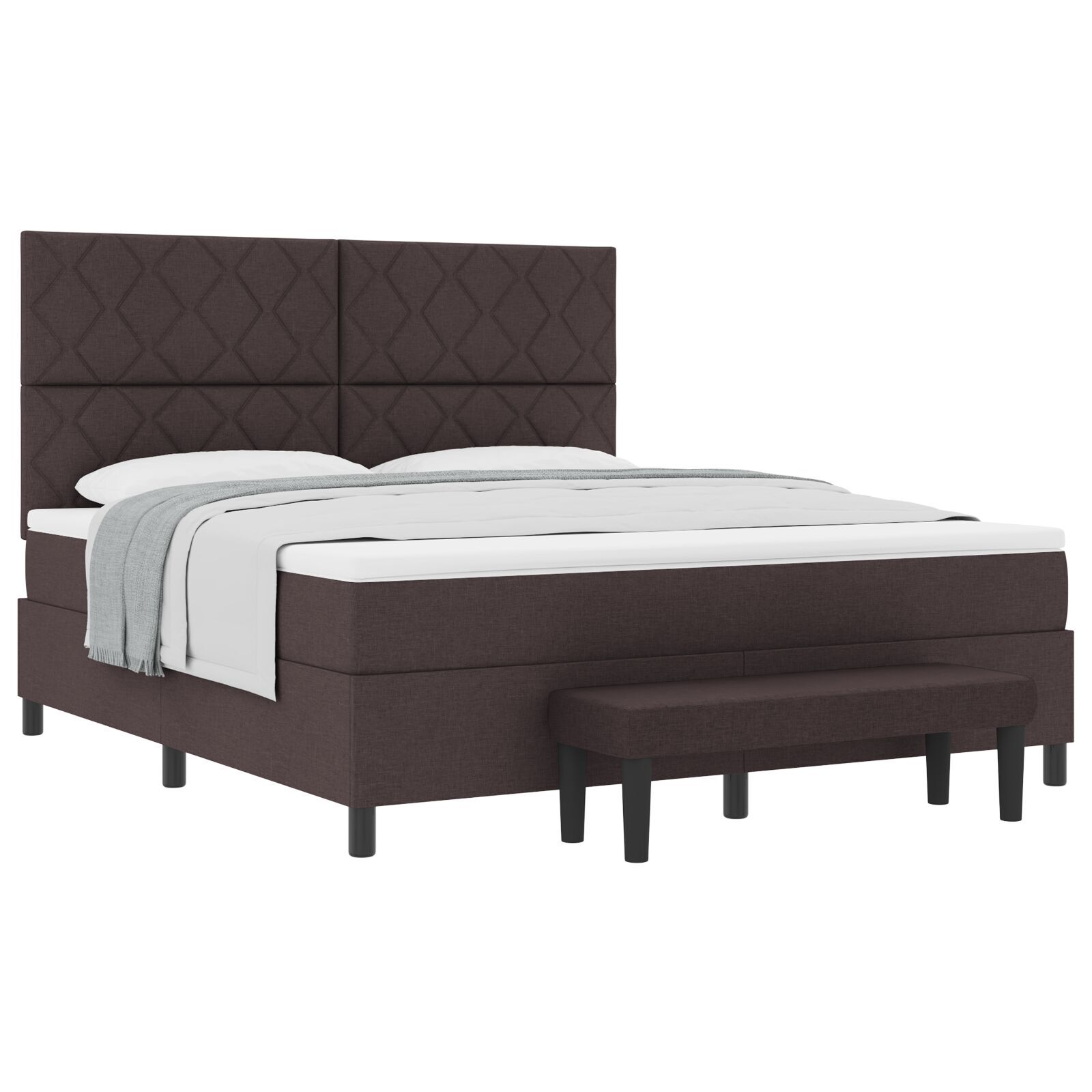 vidaXL Pat cu arcuri cu saltea Maro închis 180 x 200 cm țesătură vidaXL Pat cu arcuri cu saltea Maro închis 180 x 200 cm țesătură