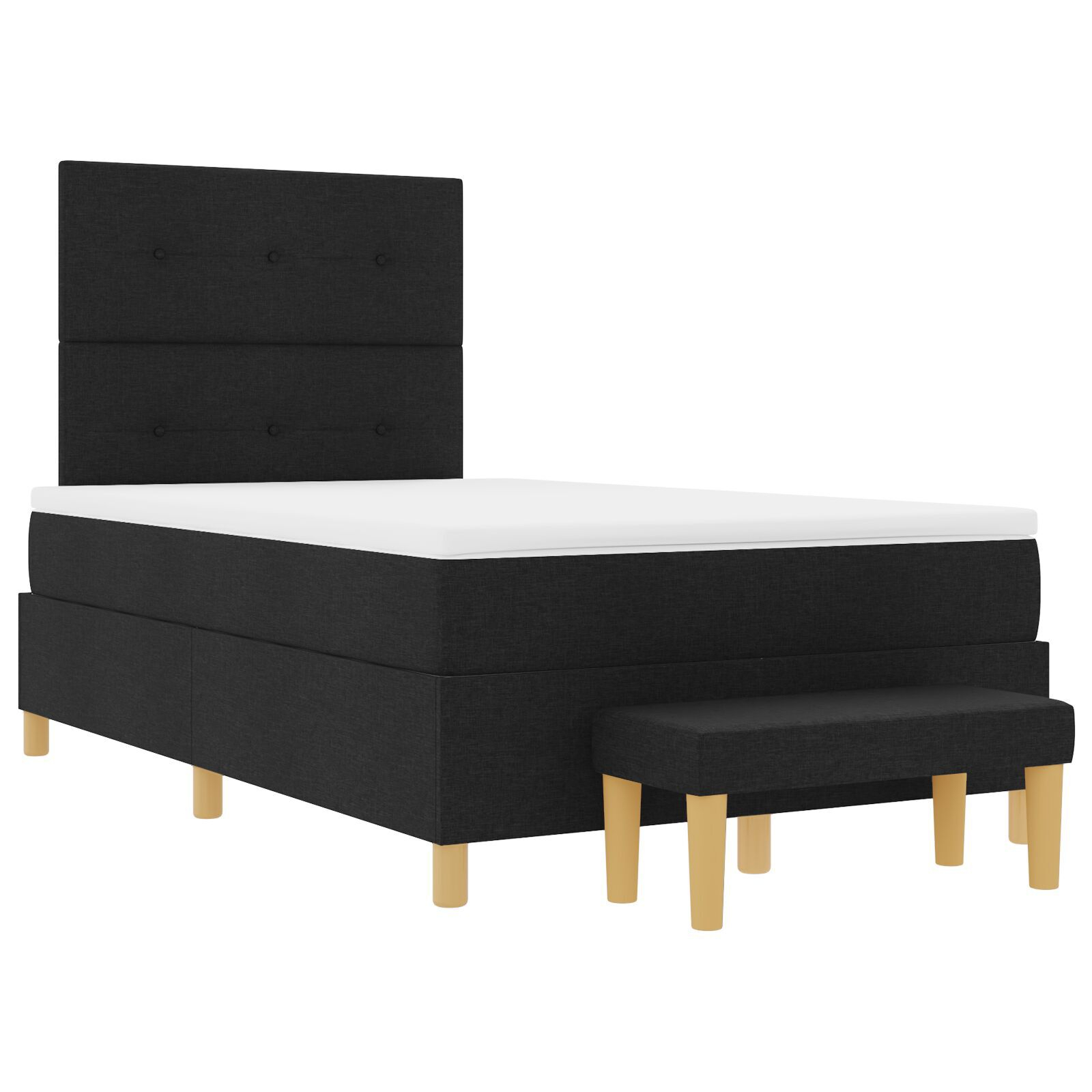Pat Box Spring vidaXL cu saltea și băncuță Negru 120x200 cm Țesătură Pat Box Spring vidaXL cu saltea și băncuță Negru 120x200 cm Țesătură