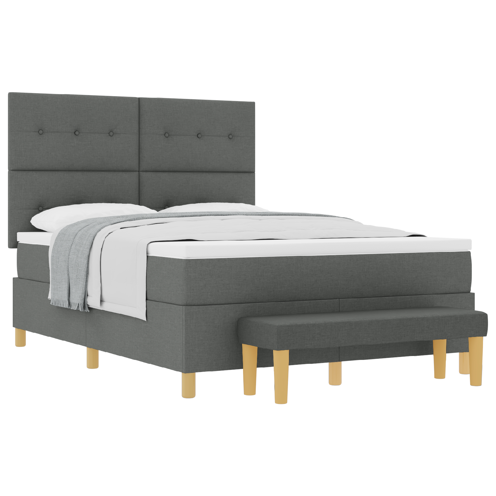 vidaXL Pat cu arcuri cu saltea Gri închis 160 x 200 cm țesătură vidaXL Pat cu arcuri cu saltea Gri închis 160 x 200 cm țesătură