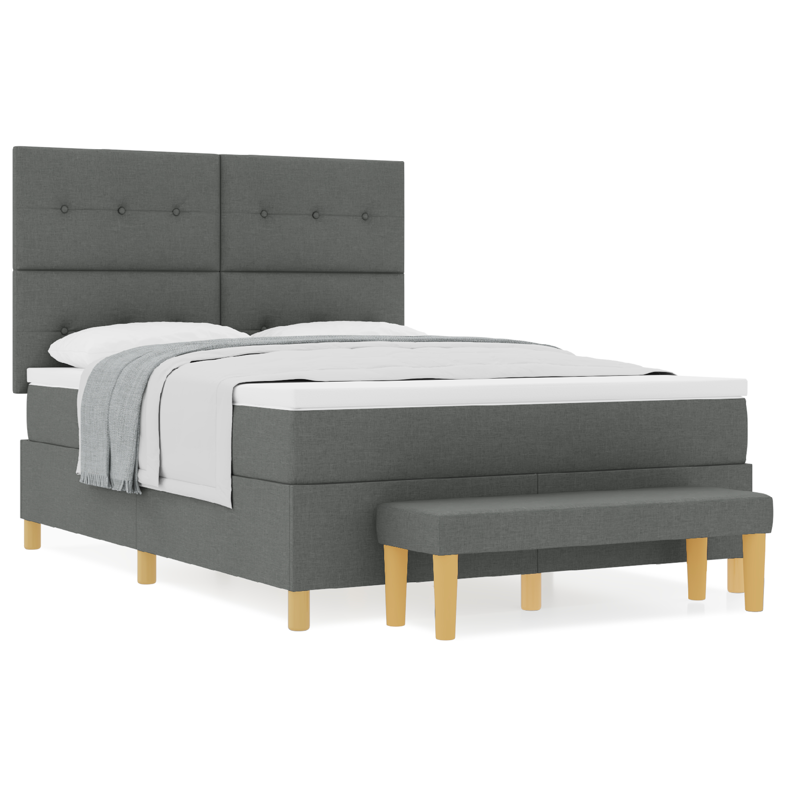 vidaXL Pat cu arcuri cu saltea Gri închis 160 x 200 cm țesătură vidaXL Pat cu arcuri cu saltea Gri închis 160 x 200 cm țesătură