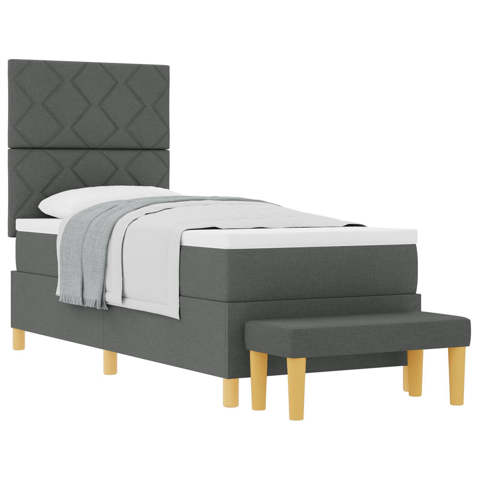 vidaXL Pat cu arcuri cu saltea Gri închis 80 x 200 cm țesătură vidaXL Pat cu arcuri cu saltea Gri închis 80 x 200 cm țesătură