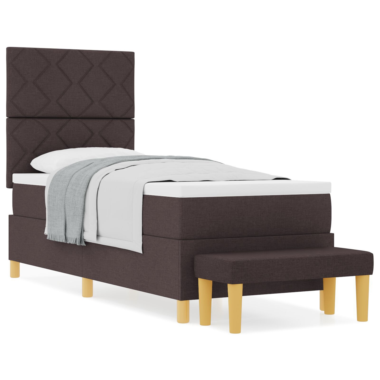 vidaXL Pat cu arcuri cu saltea Maro închis 80 x 200 cm țesătură vidaXL Pat cu arcuri cu saltea Maro închis 80 x 200 cm țesătură