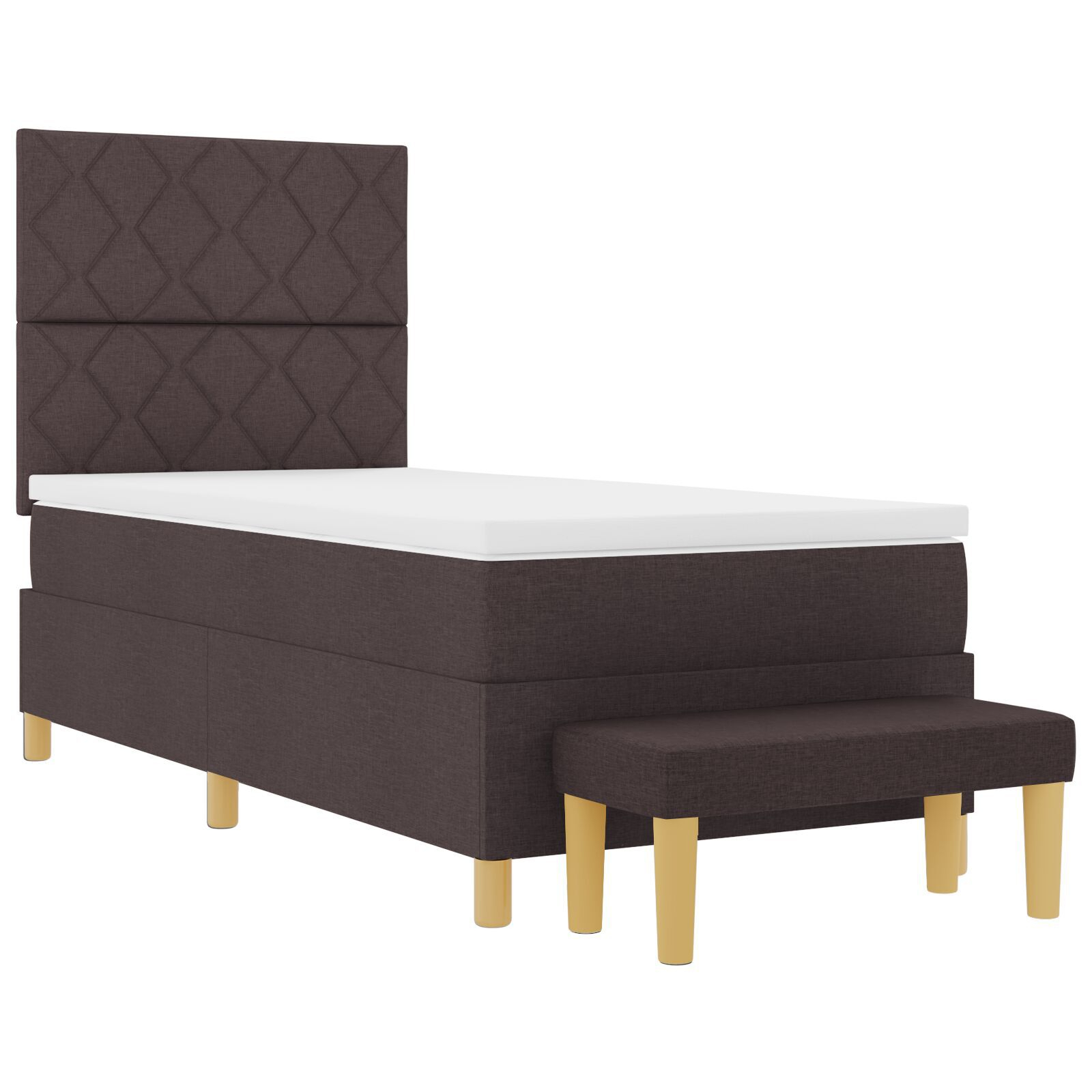 vidaXL Pat cu arcuri cu saltea Maro închis 90 x 200 cm țesătură vidaXL Pat cu arcuri cu saltea Maro închis 90 x 200 cm țesătură