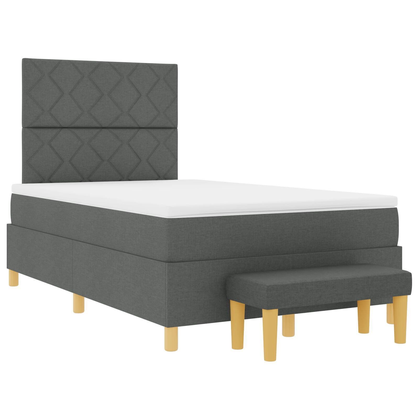vidaXL Pat cu arcuri cu saltea Gri închis 120 x 190 cm țesătură vidaXL Pat cu arcuri cu saltea Gri închis 120 x 190 cm țesătură
