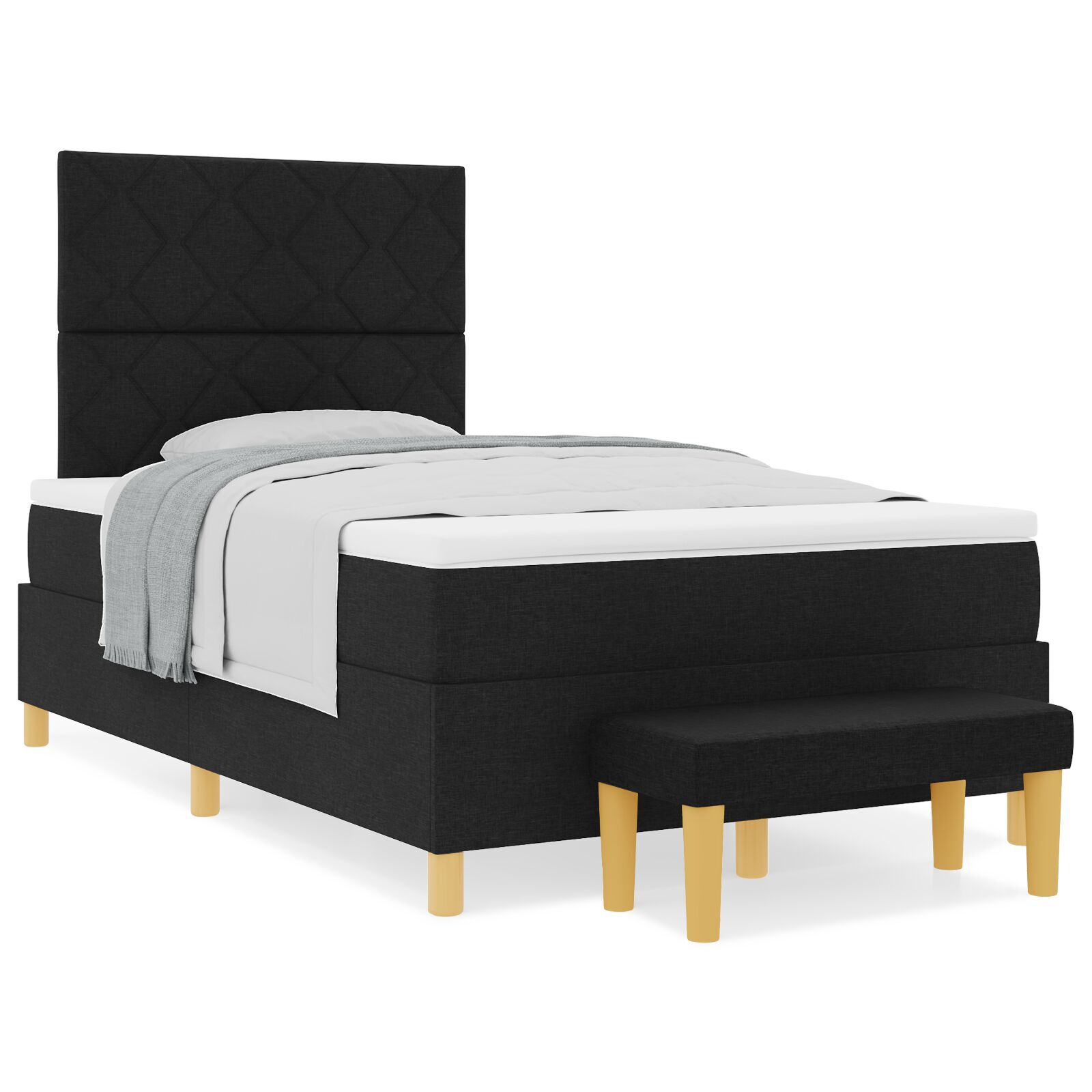 vidaXL Pat cu arcuri cu saltea Negru 120 x 200 cm țesătură vidaXL Pat cu arcuri cu saltea Negru 120 x 200 cm țesătură