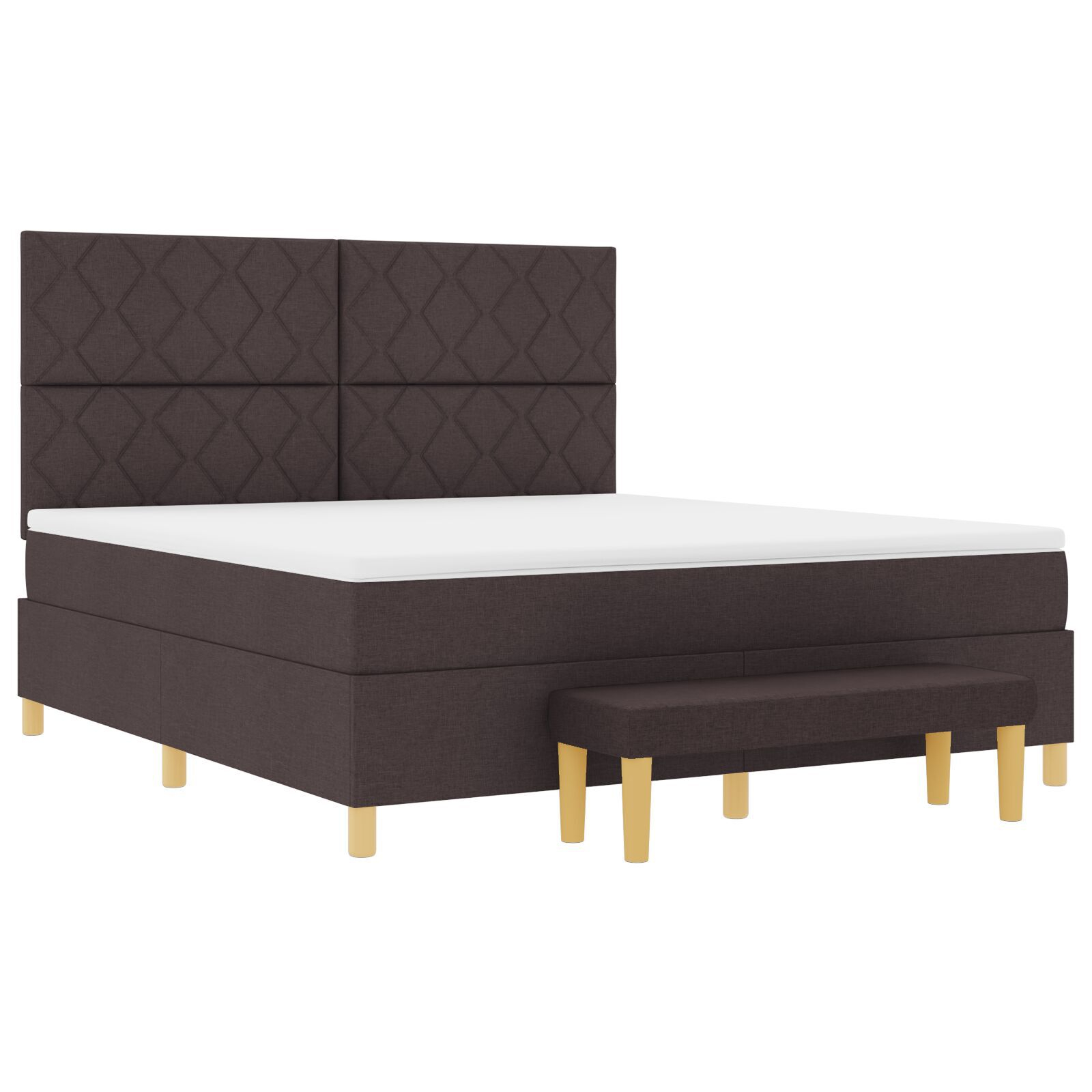 vidaXL Pat cu arcuri cu saltea Maro închis 180 x 200 cm țesătură vidaXL Pat cu arcuri cu saltea Maro închis 180 x 200 cm țesătură