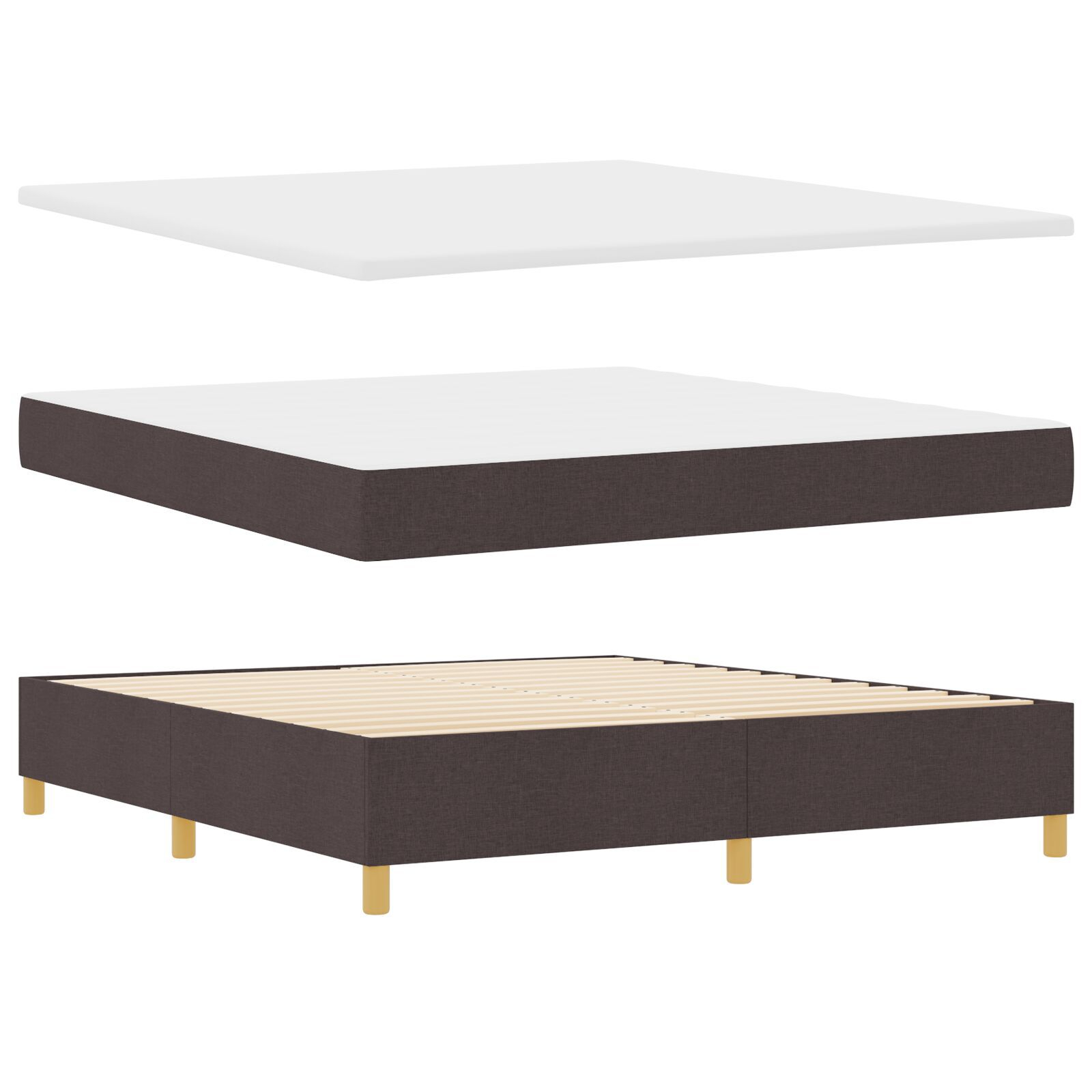 vidaXL Pat cu arcuri cu saltea Maro închis 180 x 200 cm țesătură vidaXL Pat cu arcuri cu saltea Maro închis 180 x 200 cm țesătură