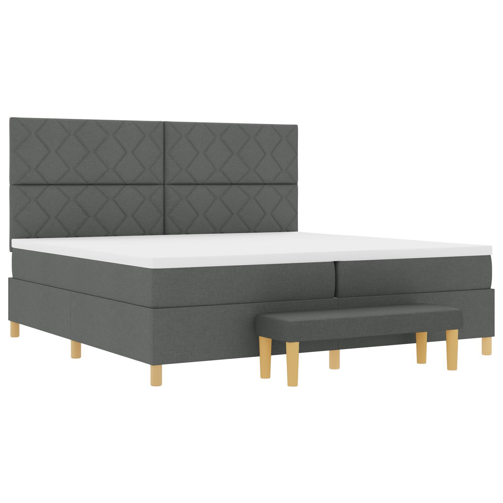 vidaXL Pat cu arcuri cu saltea Gri închis 200 x 200 cm țesătură vidaXL Pat cu arcuri cu saltea Gri închis 200 x 200 cm țesătură