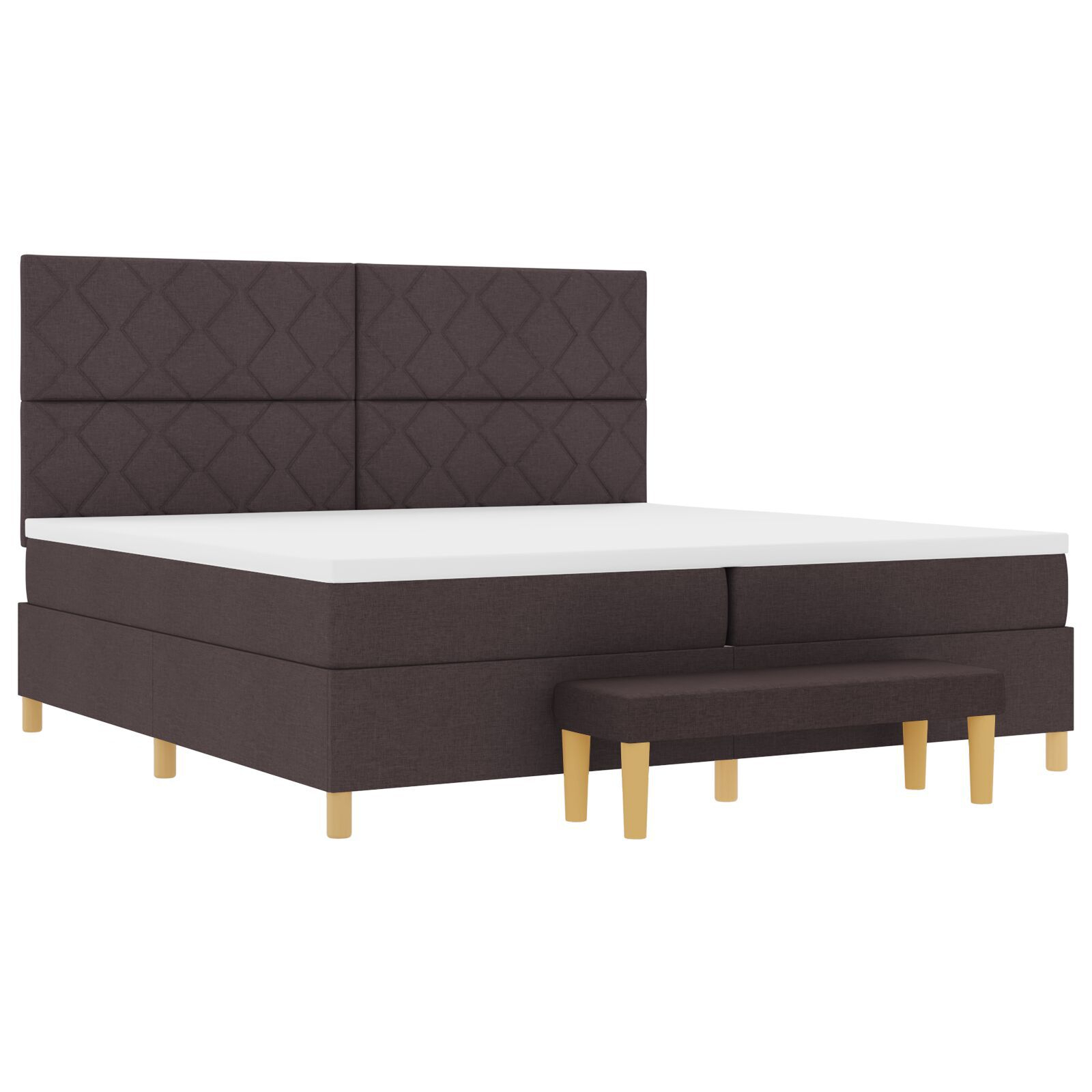 vidaXL Pat cu arcuri cu saltea Maro închis 200 x 200 cm țesătură vidaXL Pat cu arcuri cu saltea Maro închis 200 x 200 cm țesătură
