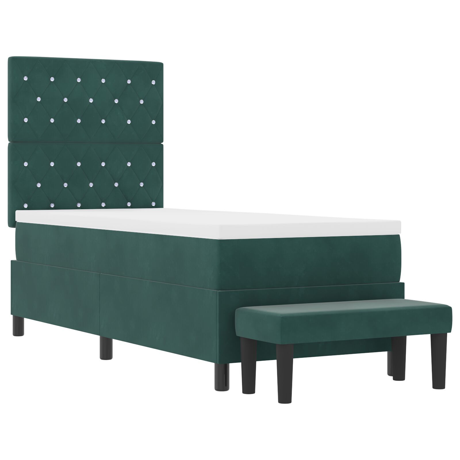 vidaXL Pat cu arcuri cu saltea Verde închis 80 x 200 cm Catifea vidaXL Pat cu arcuri cu saltea Verde închis 80 x 200 cm Catifea