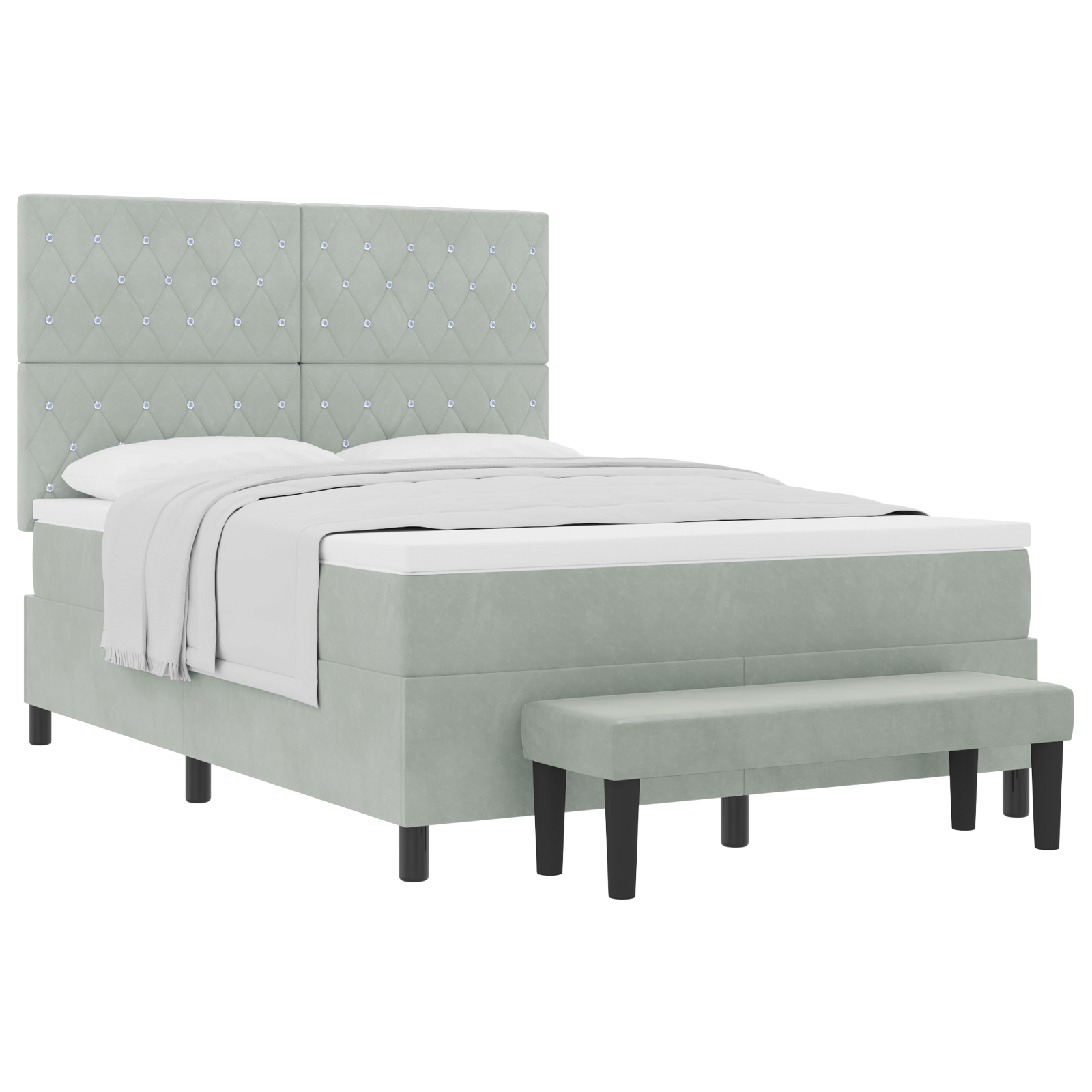 vidaXL Pat cu arcuri cu saltea Gri deschis 140 x 190 cm Catifea