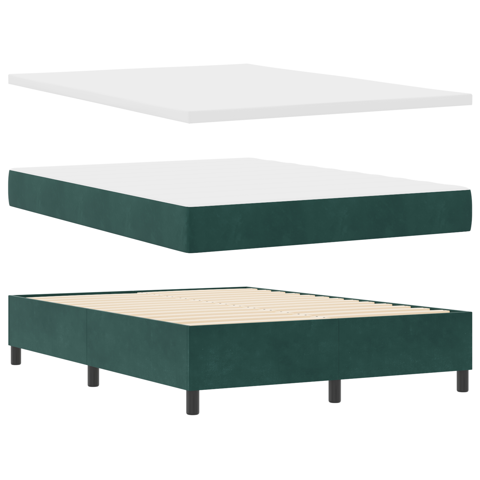 vidaXL Pat cu arcuri cu saltea Verde închis 140 x 200 cm Catifea vidaXL Pat cu arcuri cu saltea Verde închis 140 x 200 cm Catifea
