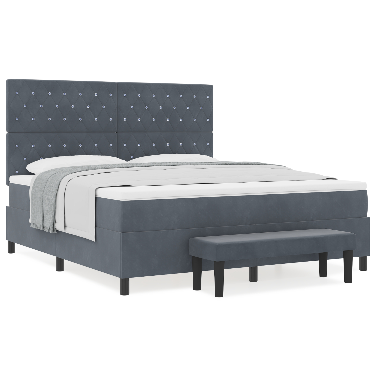 vidaXL Pat cu arcuri cu saltea Gri închis 180 x 200 cm Catifea vidaXL Pat cu arcuri cu saltea Gri închis 180 x 200 cm Catifea