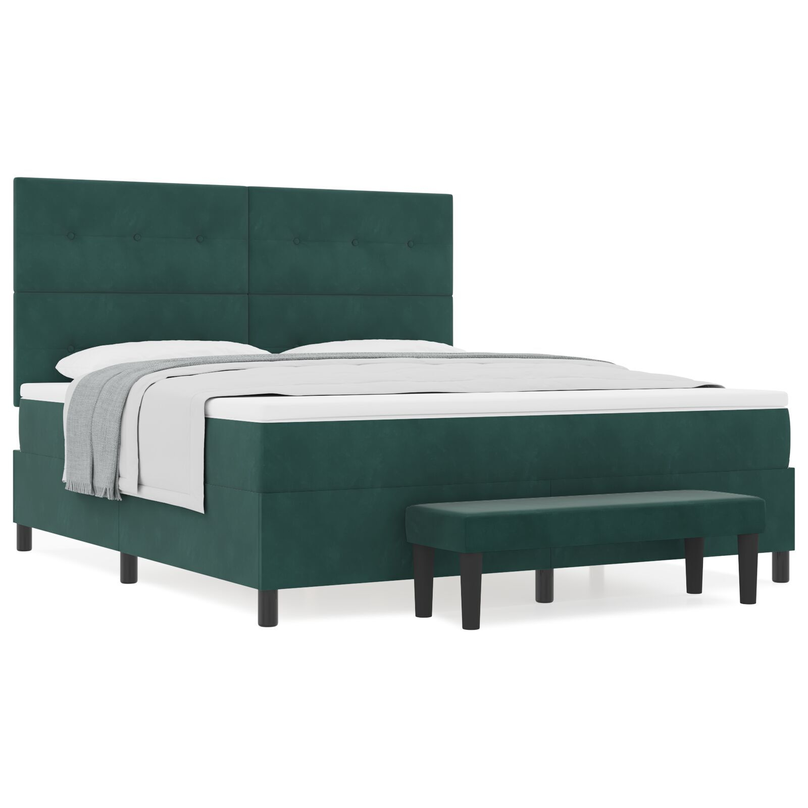 vidaXL Pat cu arcuri cu saltea Verde închis 180 x 200 cm Catifea vidaXL Pat cu arcuri cu saltea Verde închis 180 x 200 cm Catifea