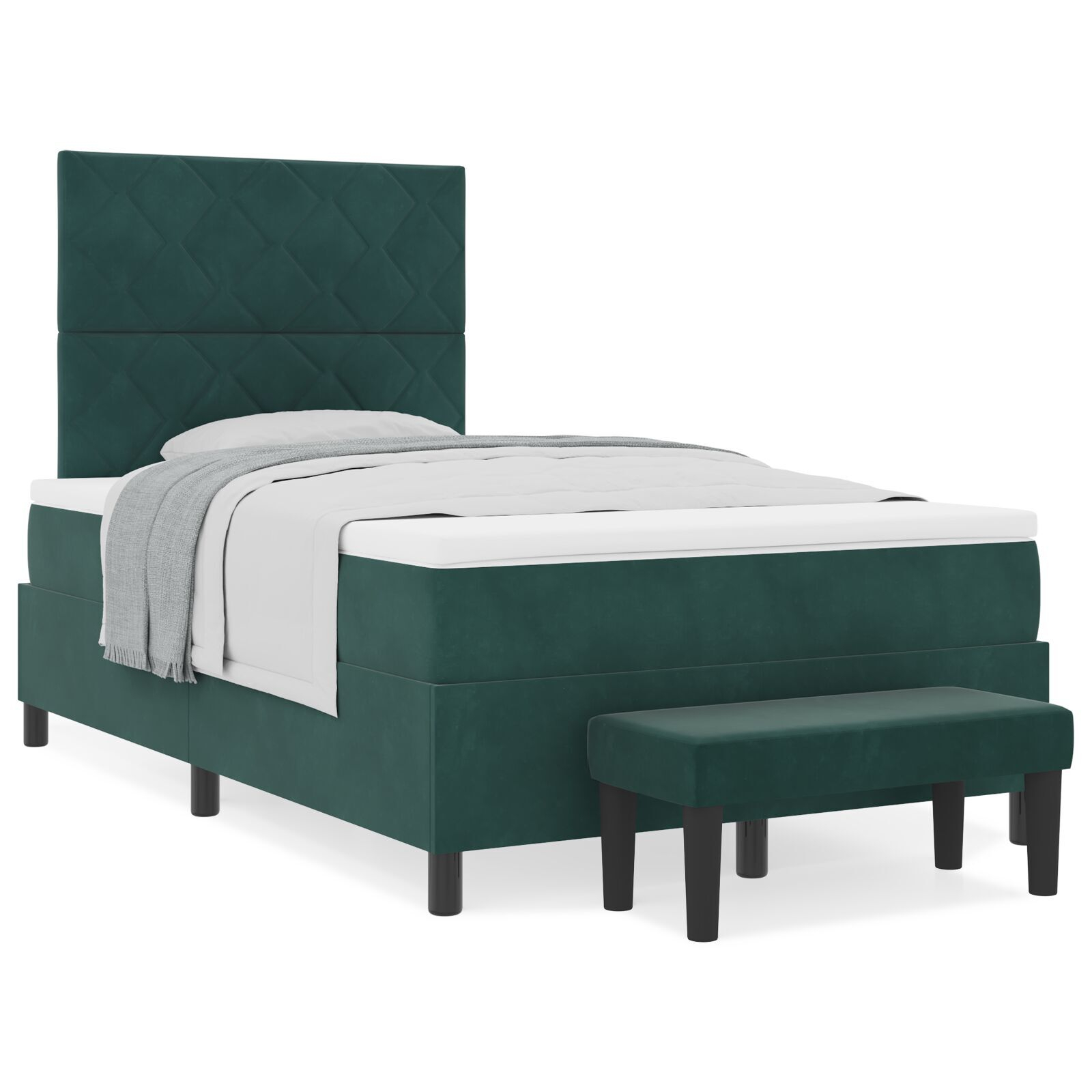 vidaXL Pat cu arcuri cu saltea Verde închis 120 x 200 cm Catifea vidaXL Pat cu arcuri cu saltea Verde închis 120 x 200 cm Catifea