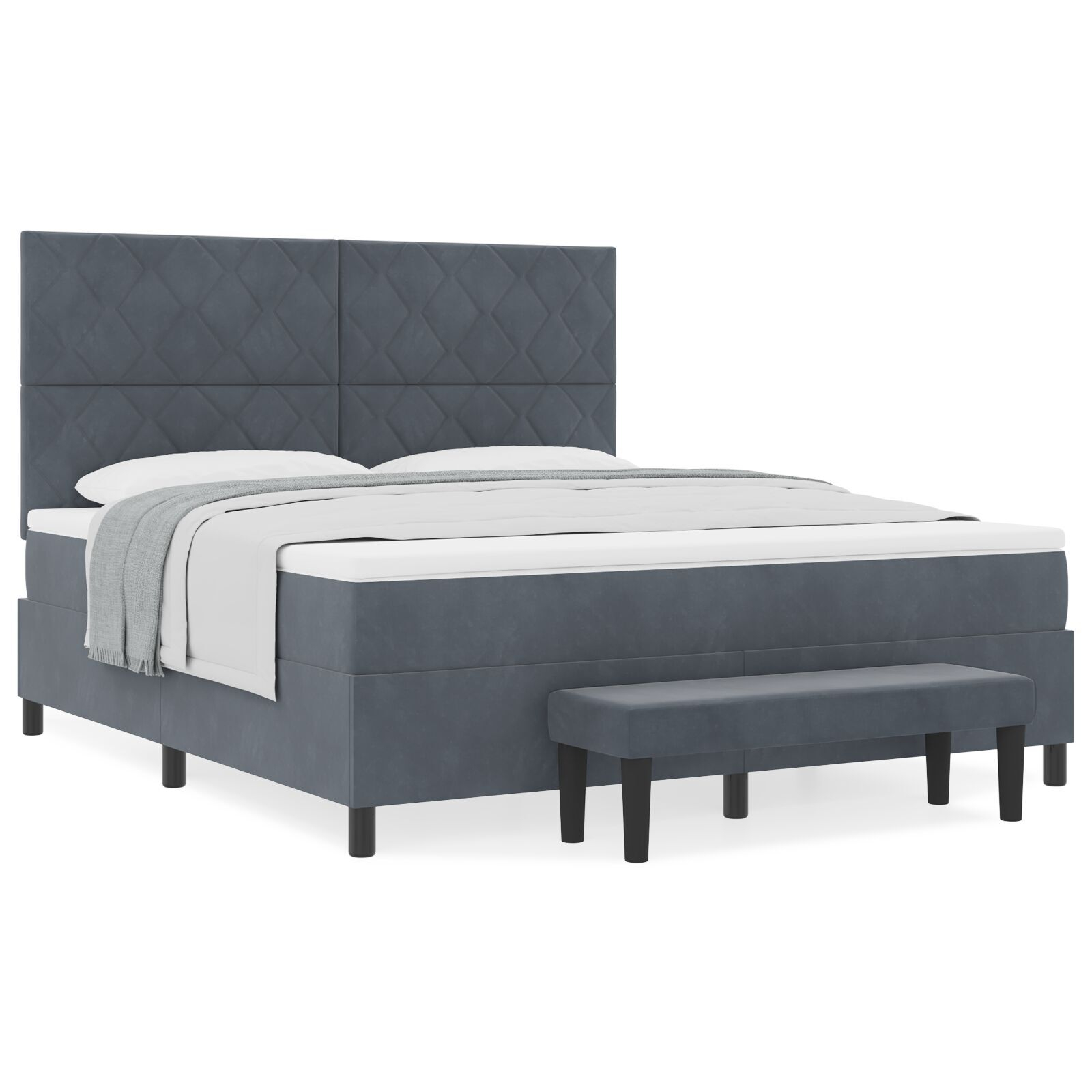 vidaXL Pat cu arcuri cu saltea Gri închis 180 x 200 cm Catifea vidaXL Pat cu arcuri cu saltea Gri închis 180 x 200 cm Catifea