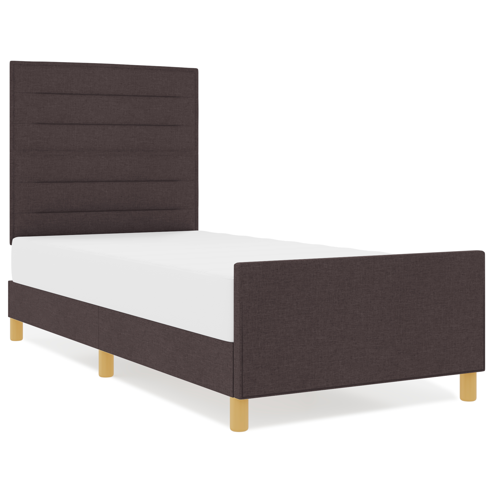 vidaXL Cadru de pat cu headboard Maro închis 90 x 200 cm țesătură vidaXL Cadru de pat cu headboard Maro închis 90 x 200 cm țesătură