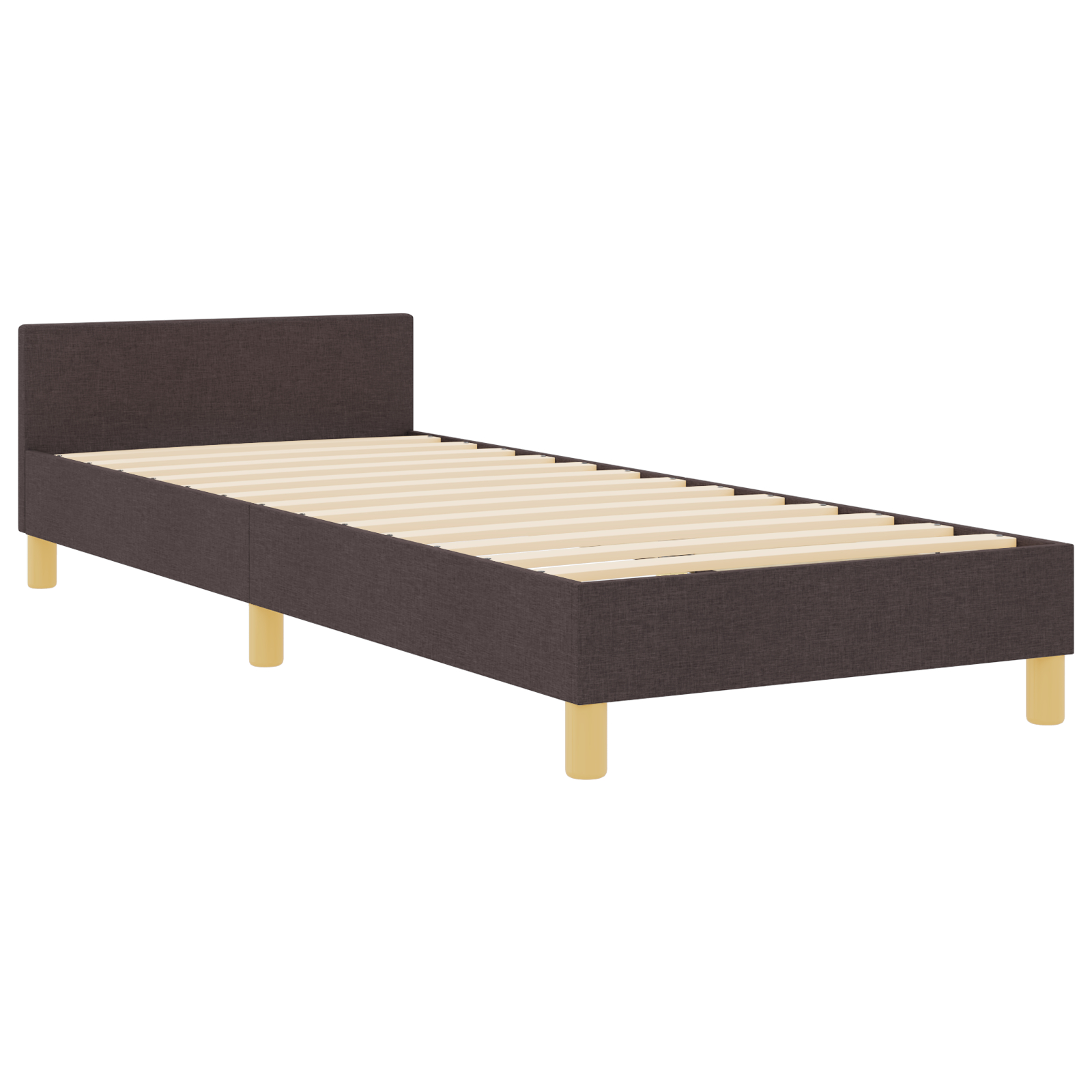 vidaXL Cadru de pat cu headboard Maro închis 90 x 200 cm țesătură vidaXL Cadru de pat cu headboard Maro închis 90 x 200 cm țesătură