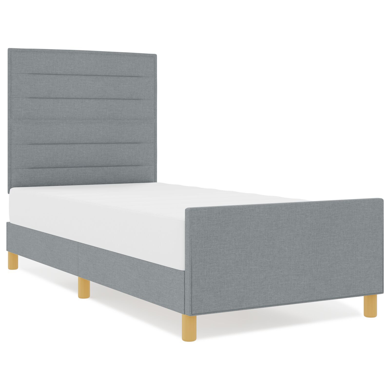 vidaXL Cadru de pat cu headboard Gri deschis 100 x 200 cm țesătură vidaXL Cadru de pat cu headboard Gri deschis 100 x 200 cm țesătură